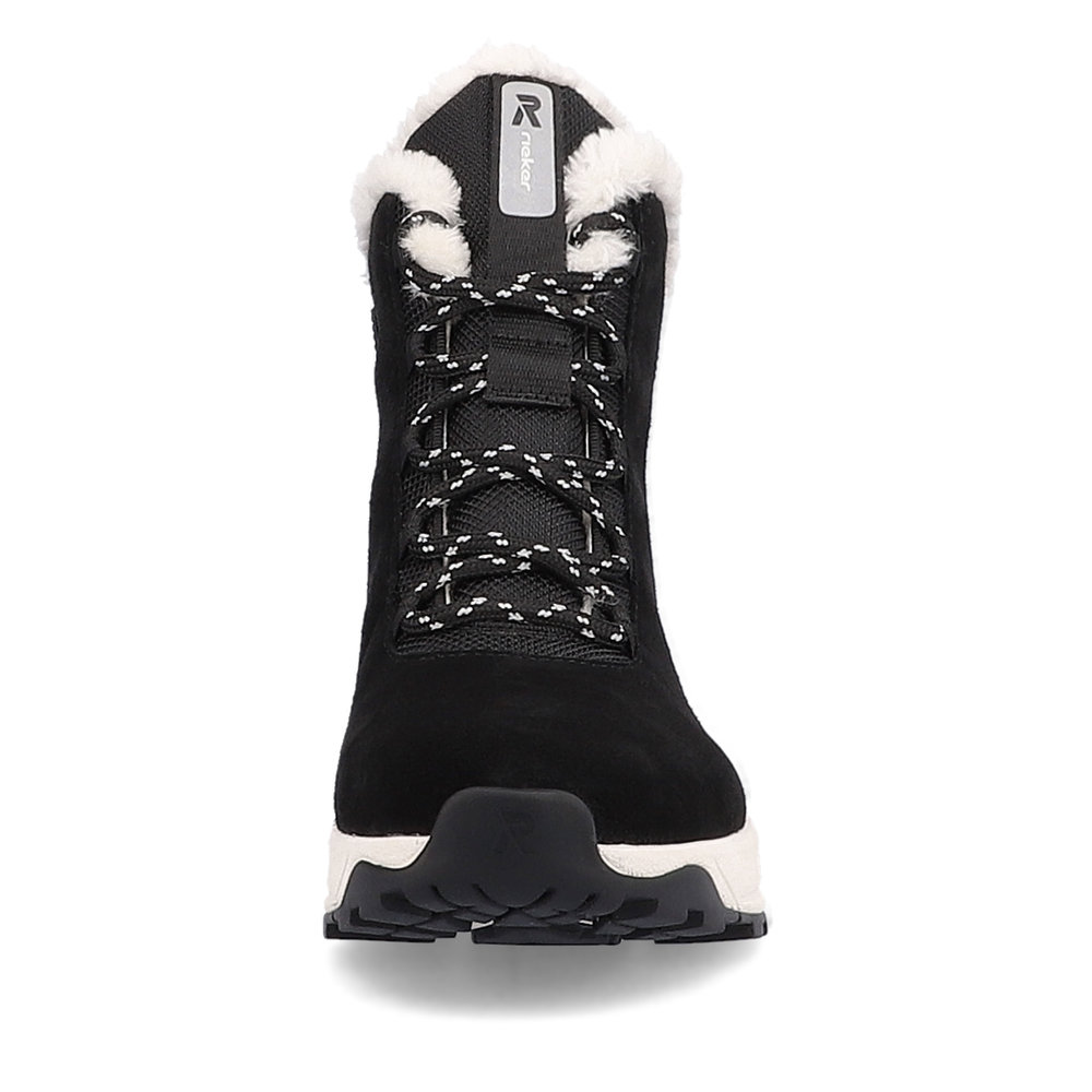 фото Черные утепленные ботинки хайкеры из натурального нубука rieker evolution