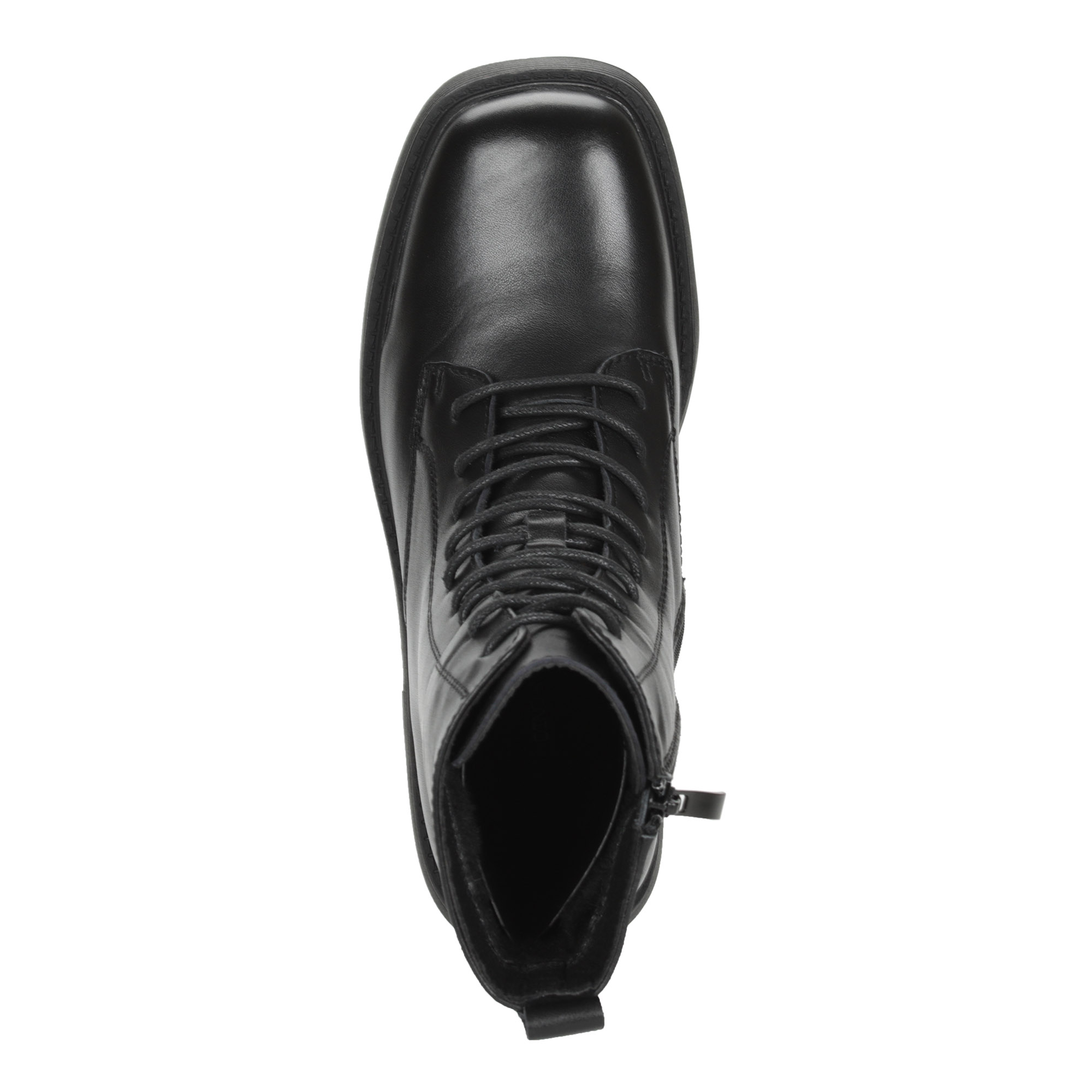 фото Черные ботинки из кожи на подкладке из натуральной шерсти на утолщенной подошве dino ricci