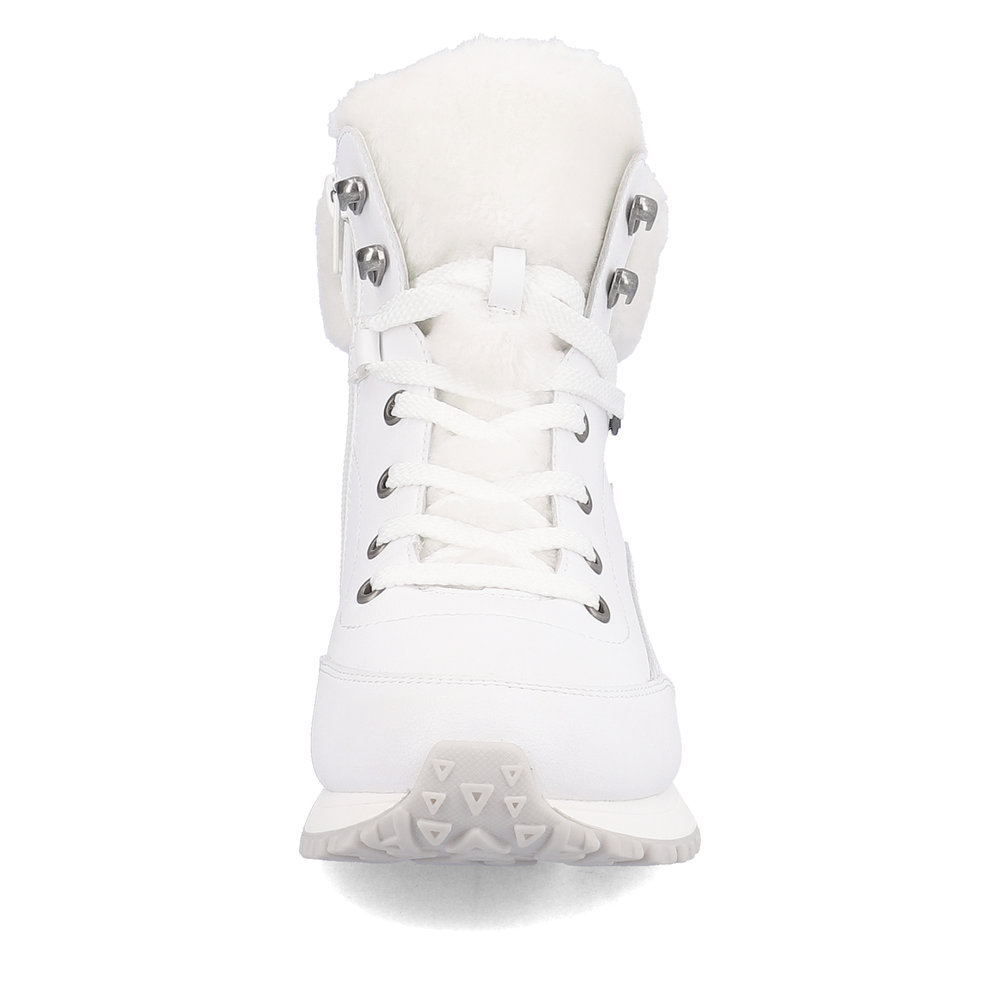 фото Белые утепленные ботинки из кожи и текстиля rieker evolution