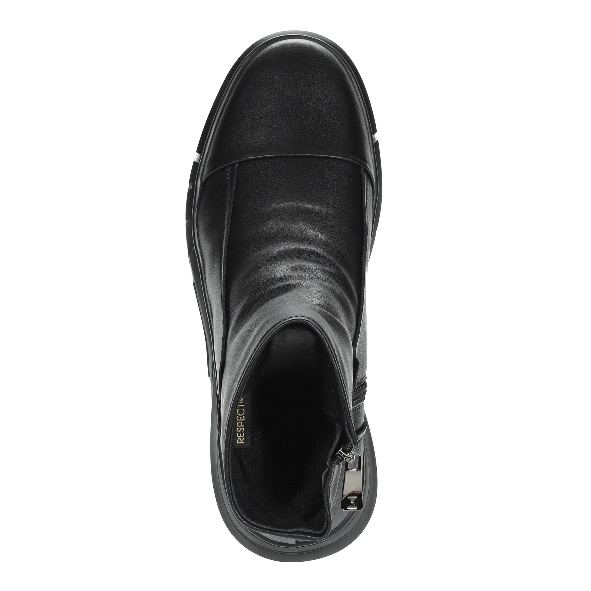 фото Черные утепленные ботинки из кожи без шнурков respect
