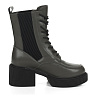Темно-серые ботинки из кожи на шнуровке  на подкладке из натуральной шерсти на утолщенной подошве и квадратном каблуке