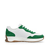Бело-зеленые кроссовки из кожи и экокожи