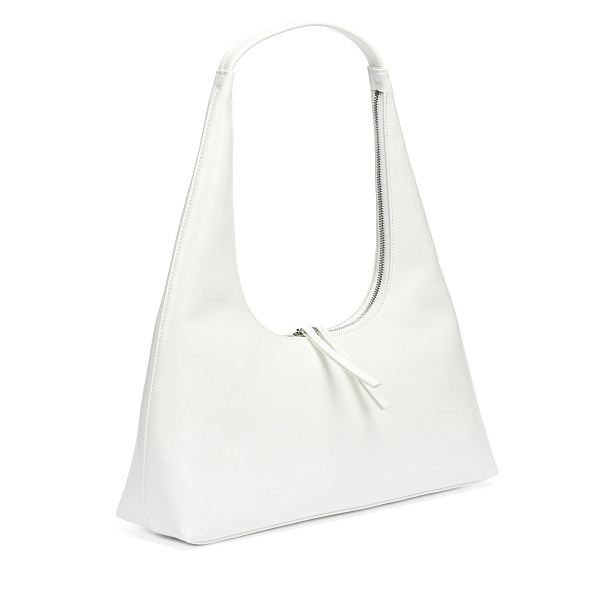 Белая сумка хобо из гладкой кожи