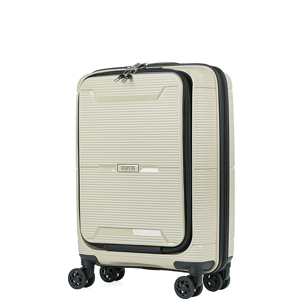 Бежевый компактный чемодан из полипропилена