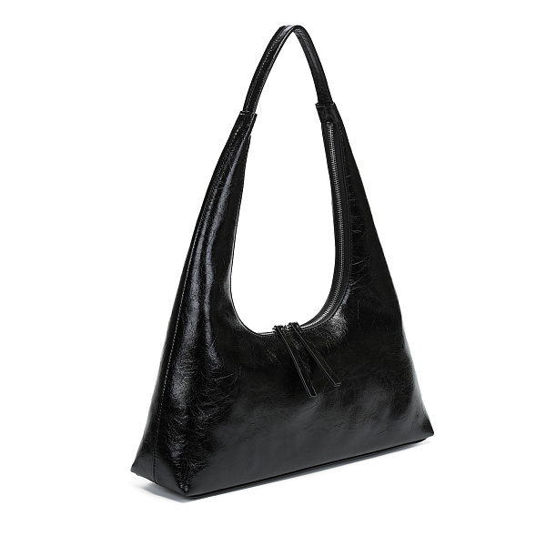 Черная сумка хобо из гладкой кожи