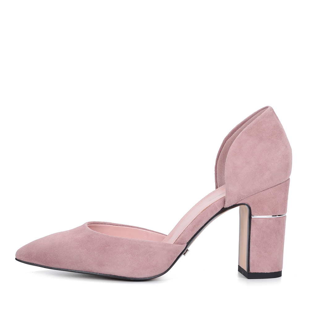фото Розовые велюровые туфли на декоративном каблуке corso como