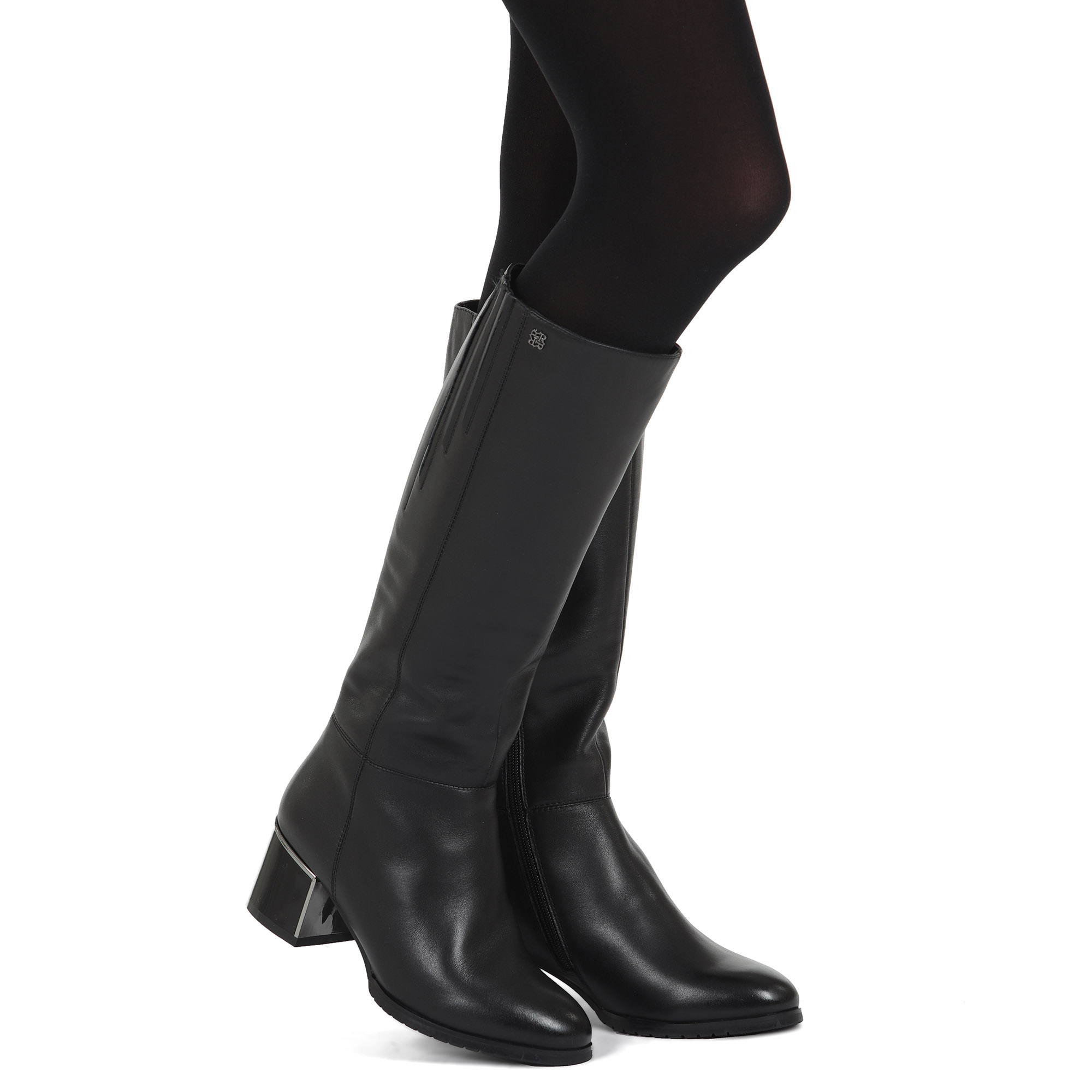 Черные сапоги из кожи на подкладке из натуральной шерсти и текстиля на квадратном каблуке Respect, размер 39, цвет черный - фото 2