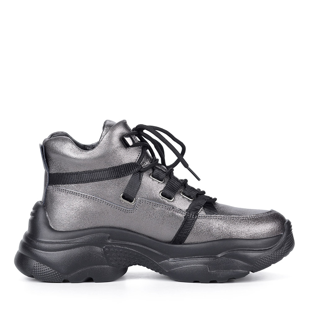 Серебряные кожаные кроссовки на массивной подошве Respect, размер 38, цвет серебряный - фото 3