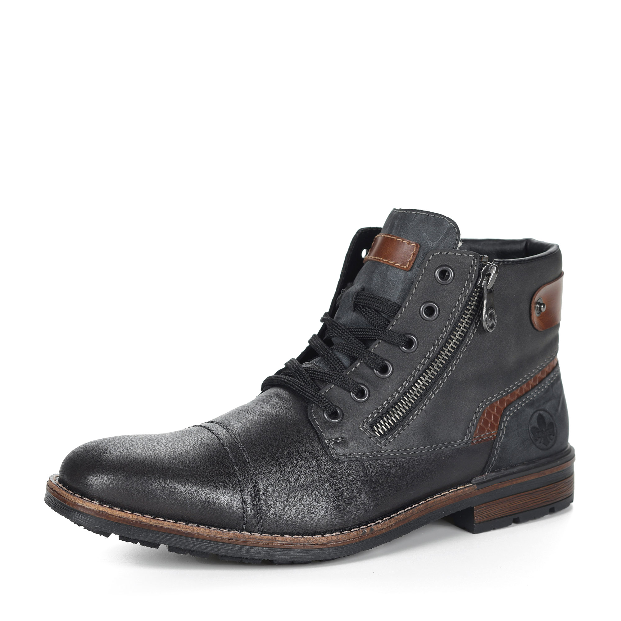 Коричневые ботинки из экокожи на подкладке из натуральной шерсти Rieker, размер 44, цвет коричневый - фото 1
