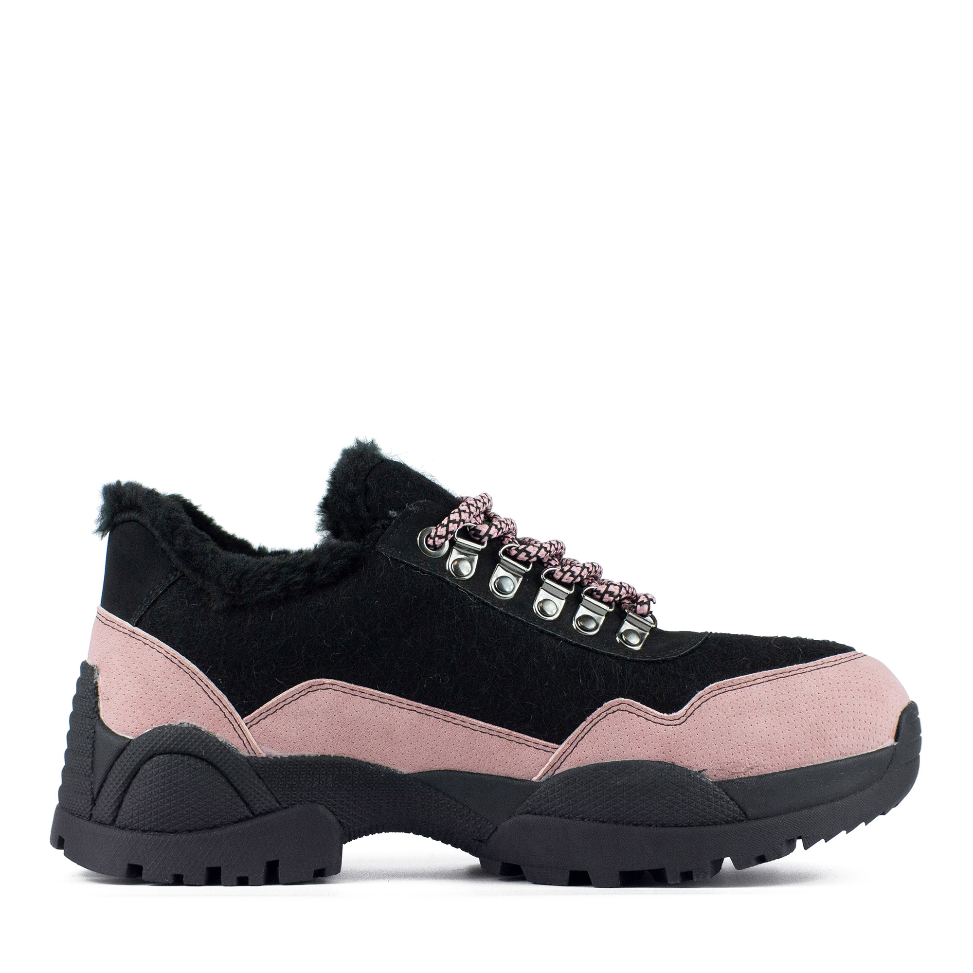 Розово-черные кроссовки из комбинированных материалов на меху KEDDO, размер 41, цвет черный - фото 3