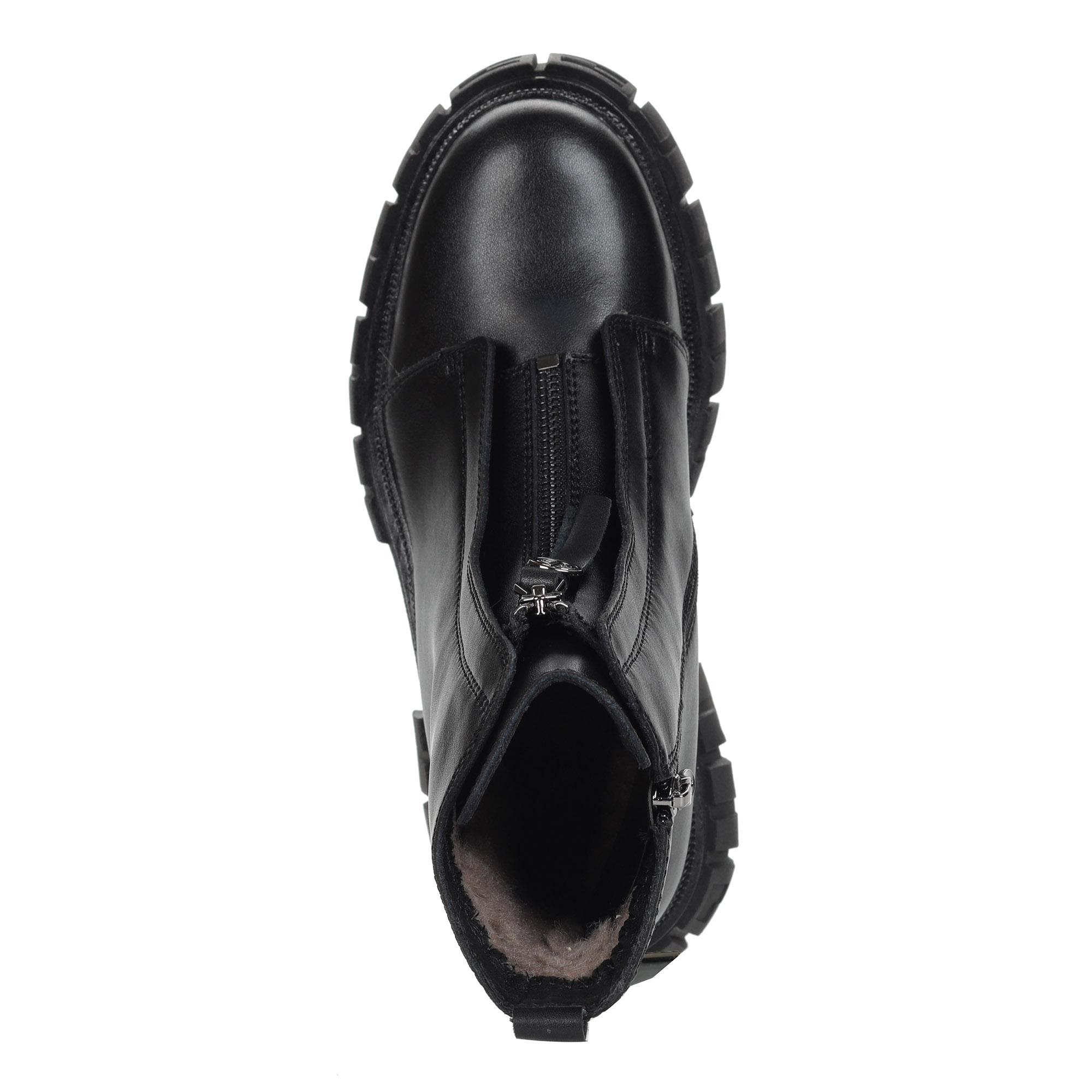Черные ботинки из кожи на подкладке из натуральной шерсти на молнии и тракторной подошве Respect, размер 37, цвет черный - фото 5