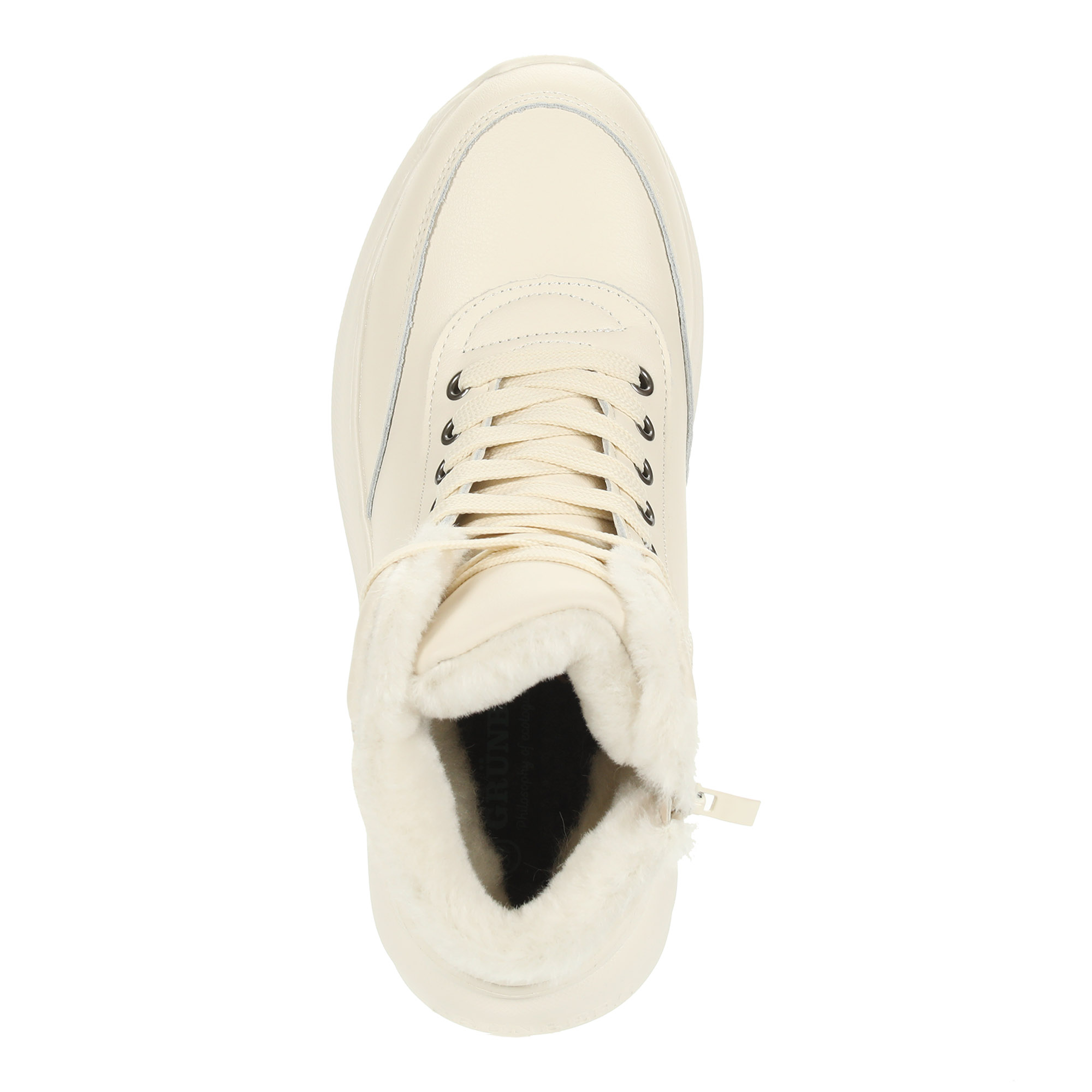 Белые высокие кроссовки из кожи на подкладке из натуральной шерсти  на утолщенной подошве GRUNBERG, размер 38, цвет белый - фото 6