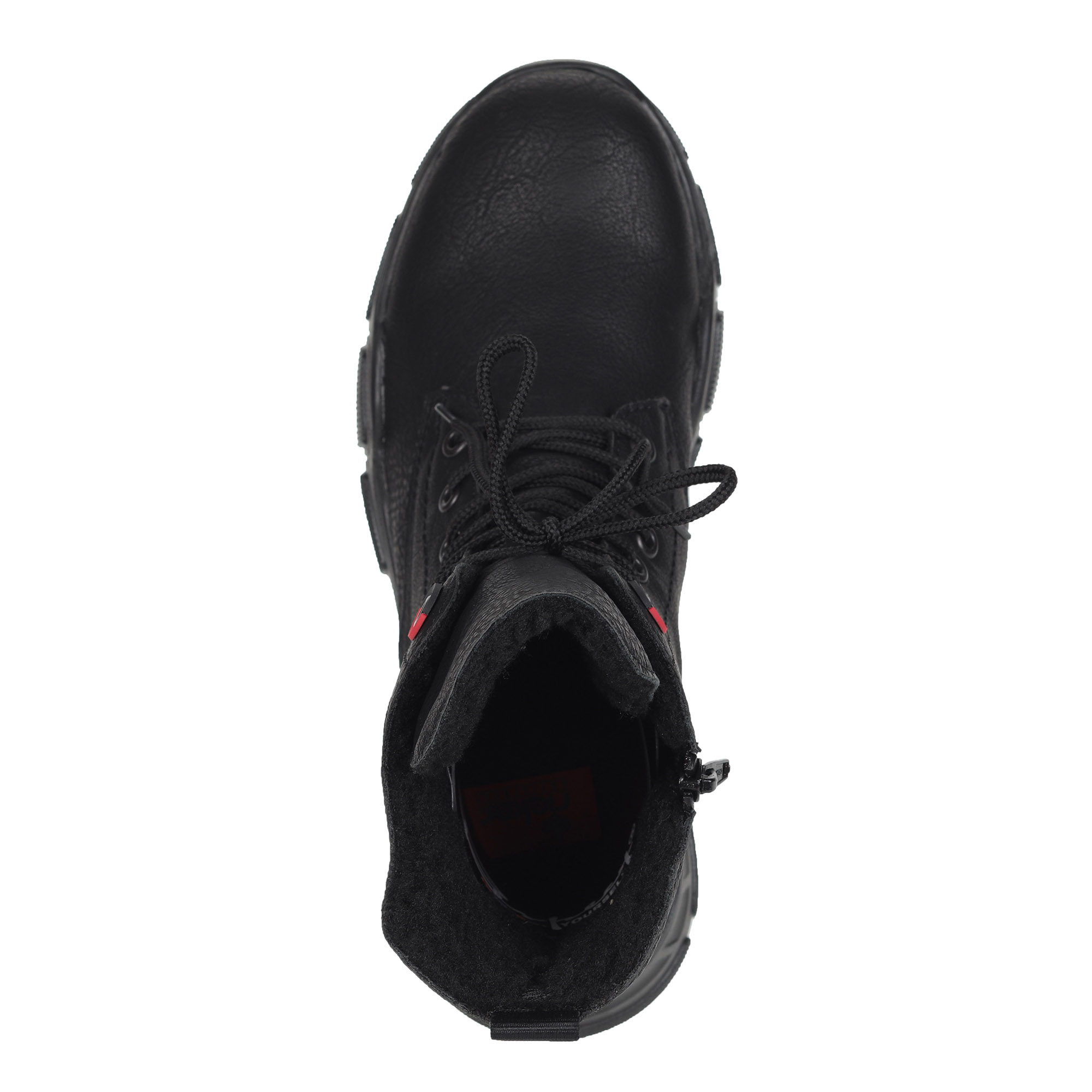 Черные ботинки из экокожи на подкладке из исксственной шерсти на утолщенной подошве Rieker, размер 37, цвет черный - фото 6