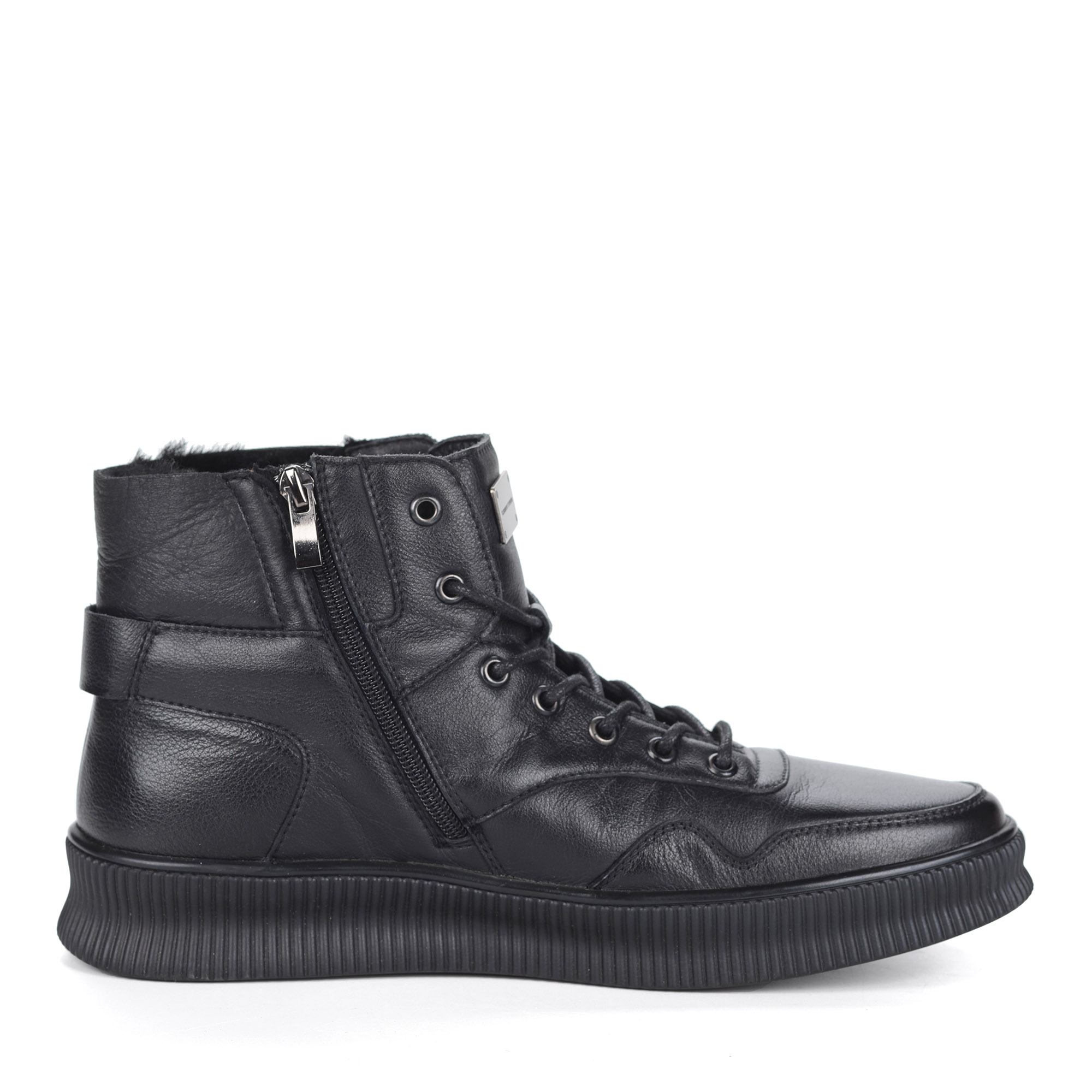 Черные ботинки из кожи на шерсти Respect, размер 43, цвет черный - фото 3