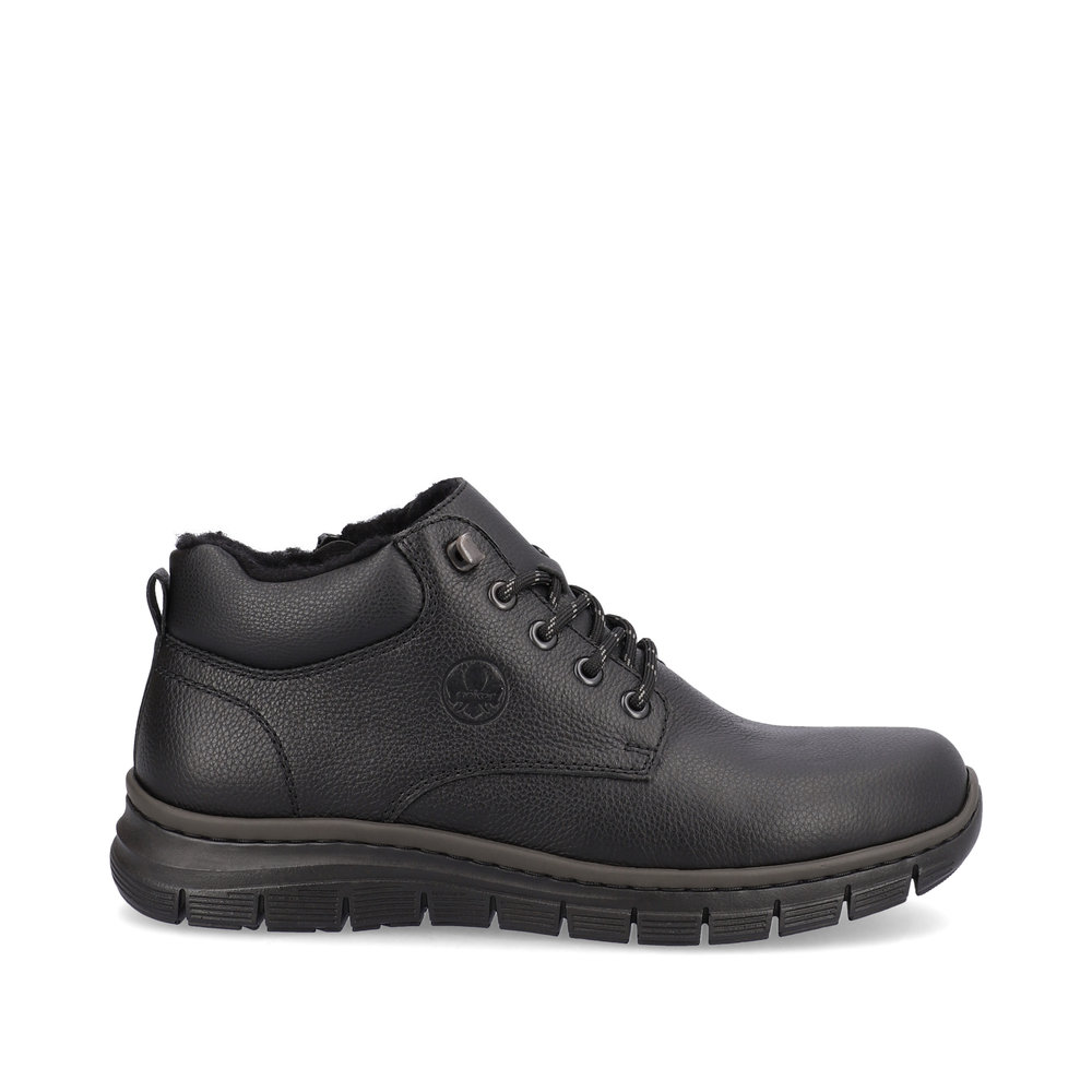 Черные утепленные ботинки из кожи и экокожи Rieker, цвет черный - фото 11
