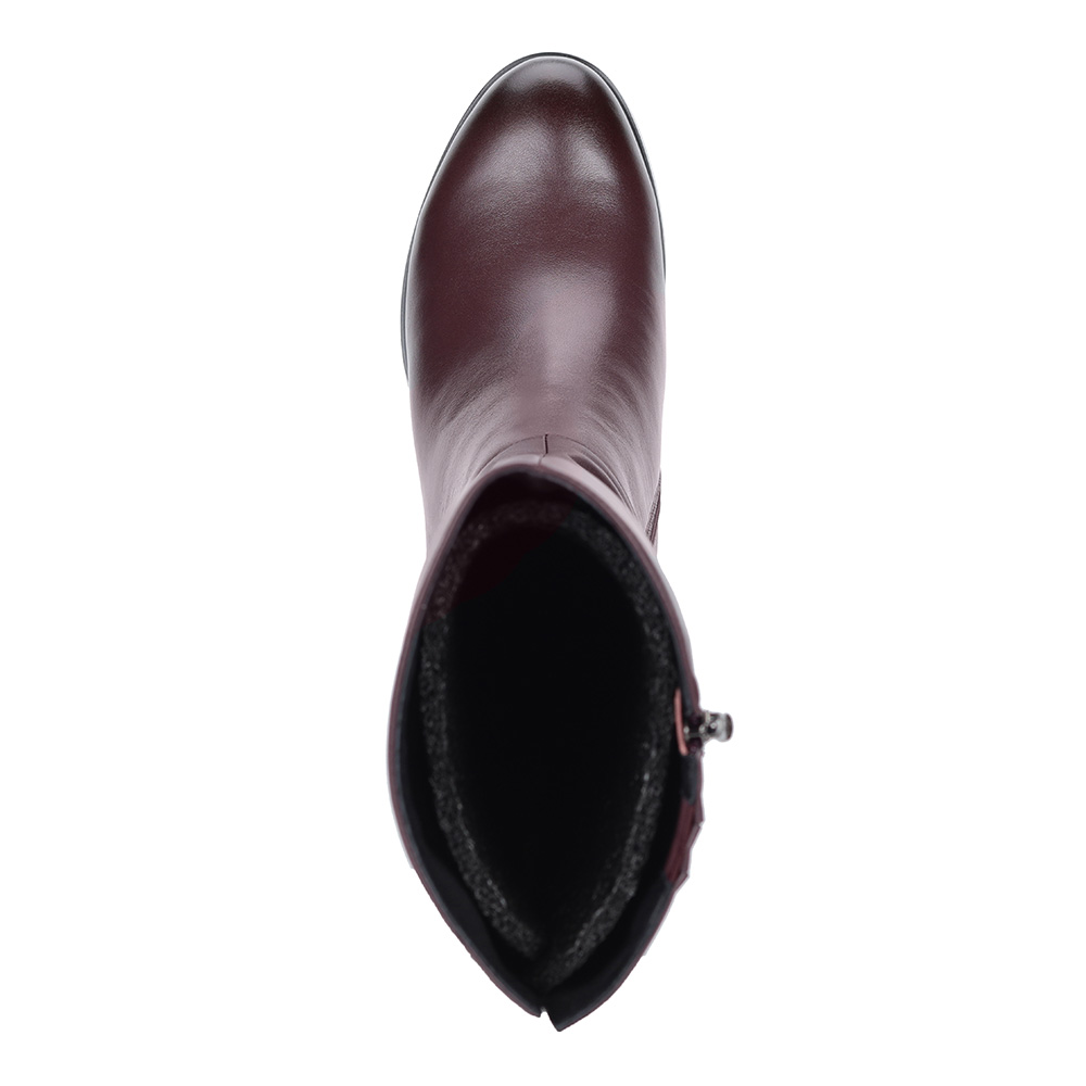 Бордовые сапоги из кожи на устойчивом каблуке Respect, размер 37, цвет бордовый - фото 6