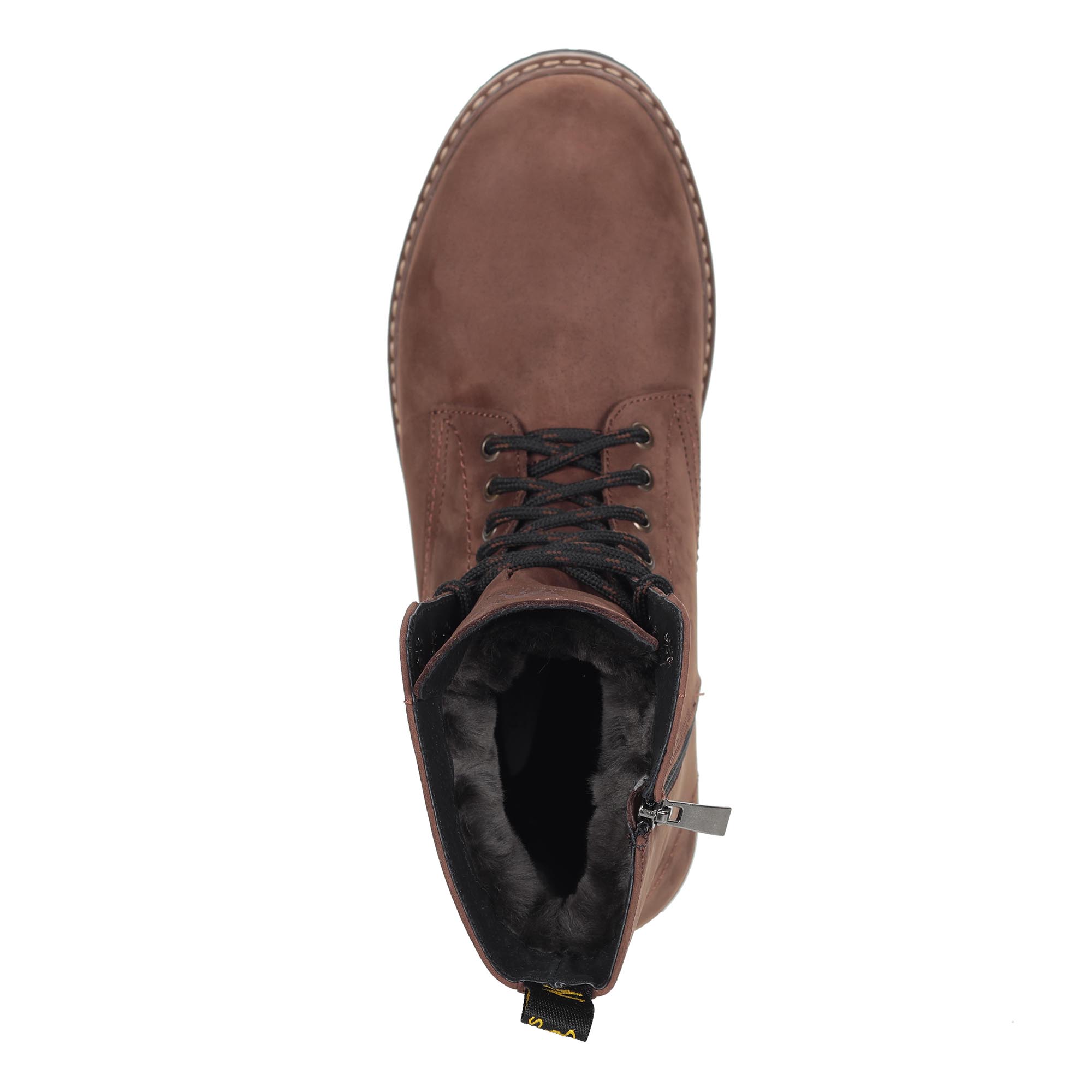 Коричневые ботинки из кожи на подкладке из натурального меха на утолщенной подошве Respect, цвет коричневый - фото 6