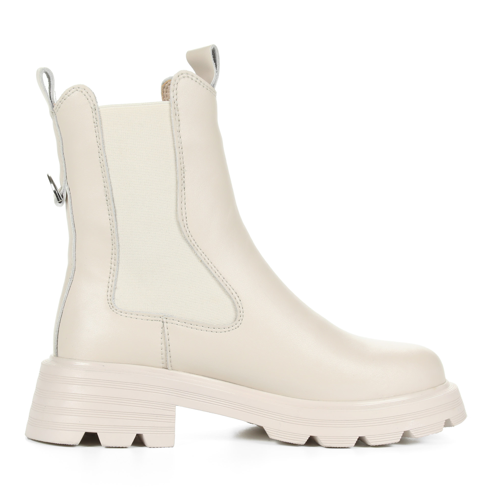 фото Молочные ботинки челси из кожи на подкладке из натуральной шерсти на тракторной подошве respect