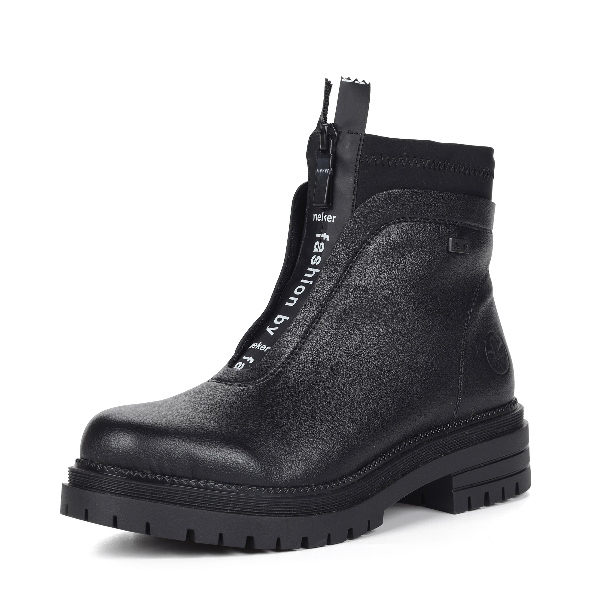 Черные ботинки на молнии из экокожи на подкладке из искусственной шерсти на утолщенной подошве Rieker, цвет черный - фото 8