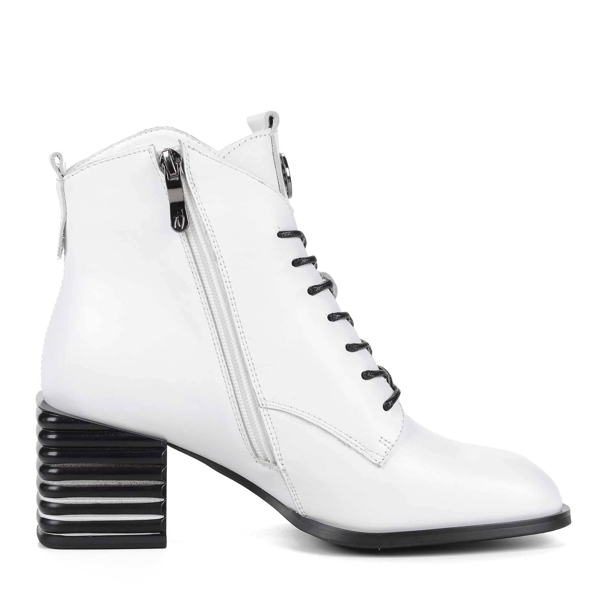 Белые ботильоны из кожи на шнуровке от Respect-shoes