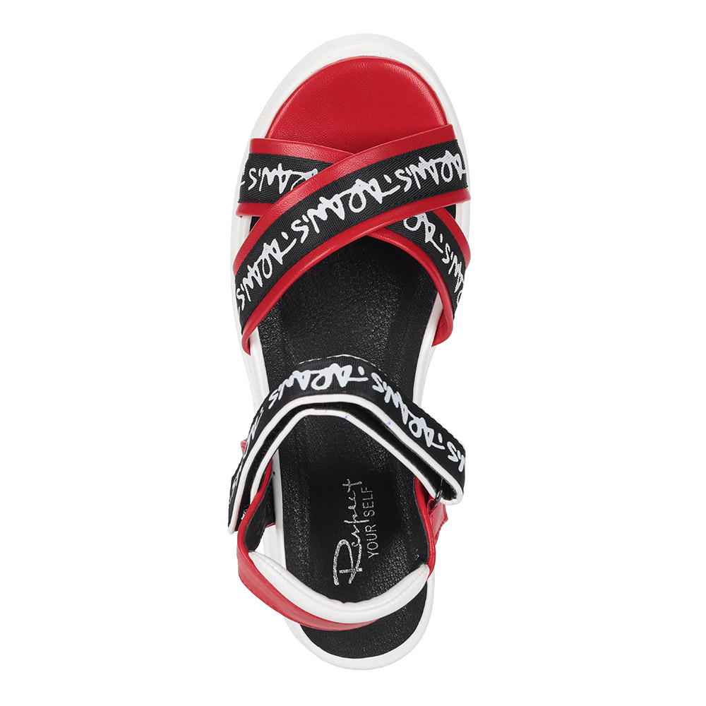 Красно-белые сандалии на утолщенной подошве от Respect-shoes