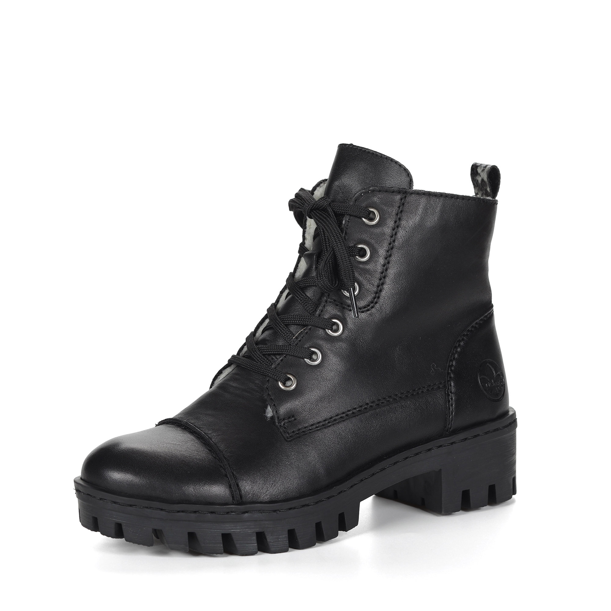 Черные ботинкииз кожи на подкладке из искусственной шерсти Rieker, размер 39, цвет черный - фото 8