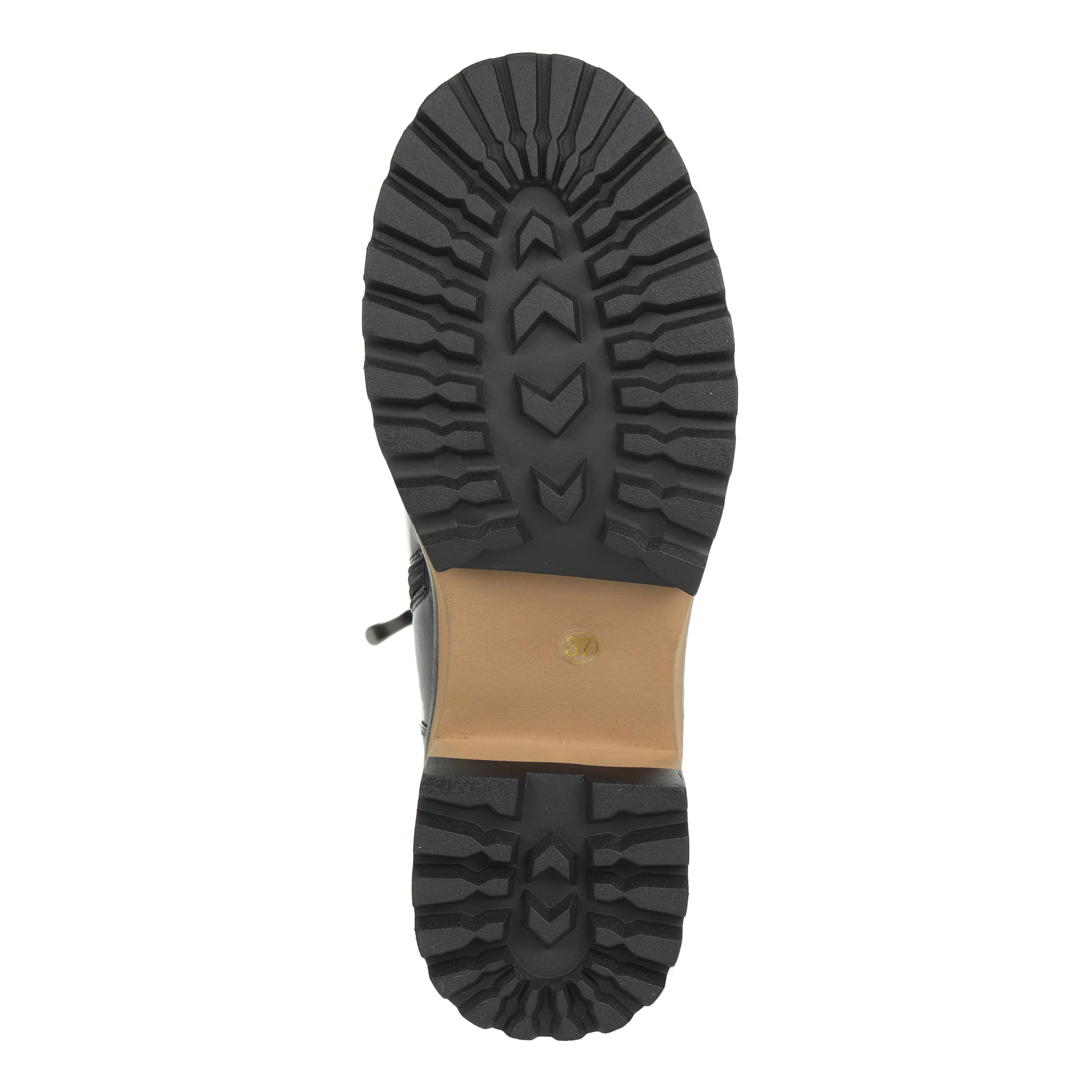 Черные сапоги на шнуровке из кожи на подкладке из комбинированных материалов на утолщенной контрастной подошве на устойчивом каблуке Respect, размер 36, цвет черный - фото 8