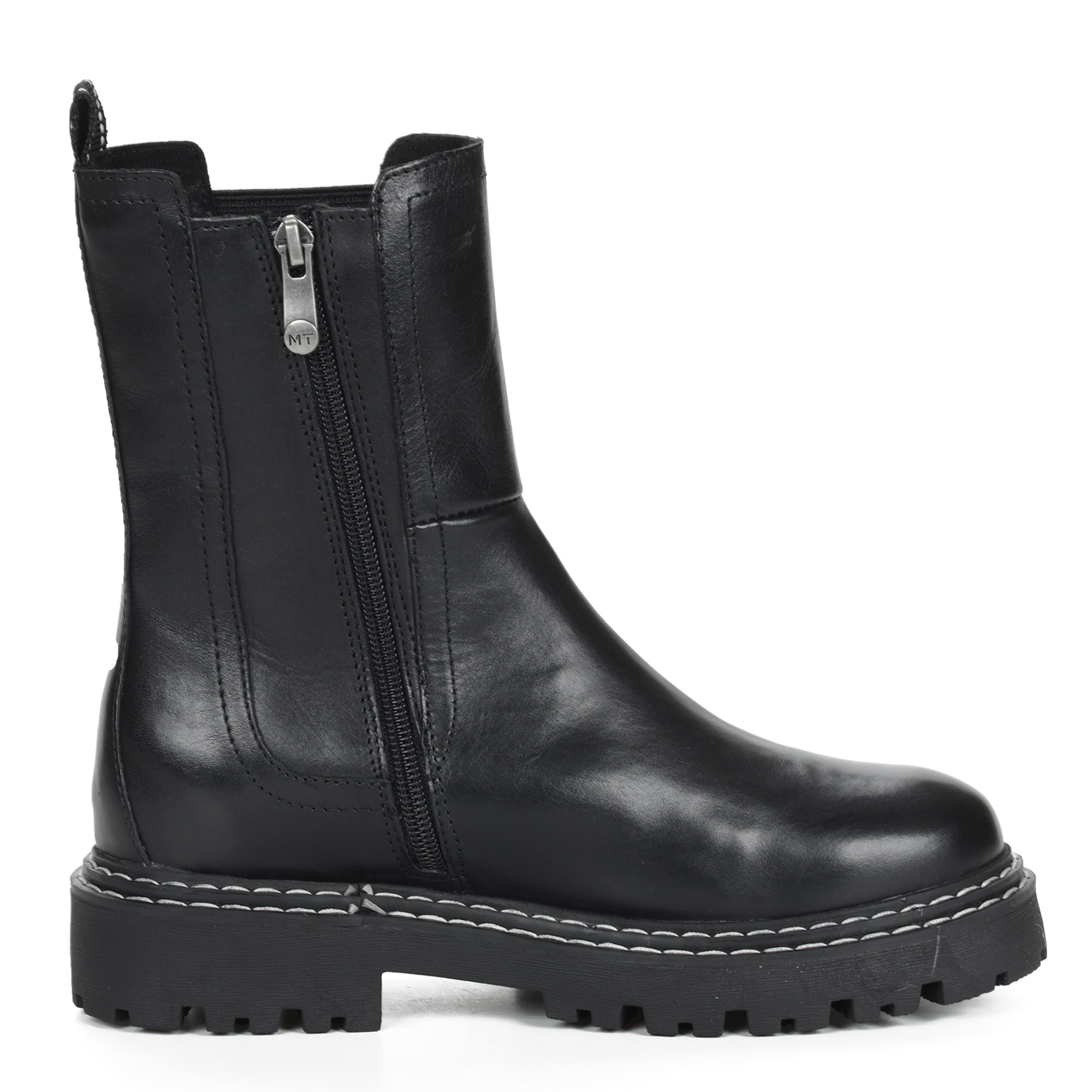 Черные ботинки на молнии из кожи на подкладке из натуральной шерсти на тракторной подошве MARCO TOZZI PREMIO, размер 38, цвет черный - фото 4