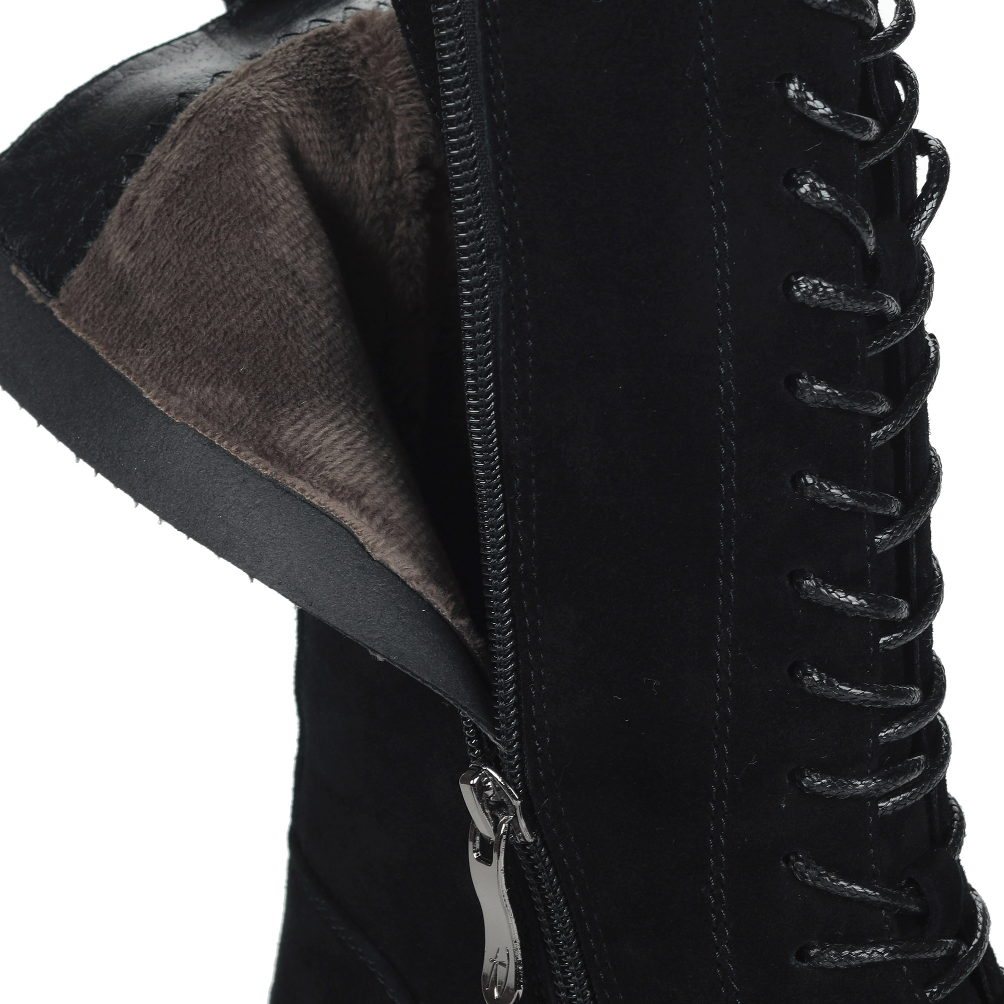 черные ботинки из велюра на подкладки из комбинированных материалов на утолщенной подошве Respect, размер 41, цвет черный - фото 5