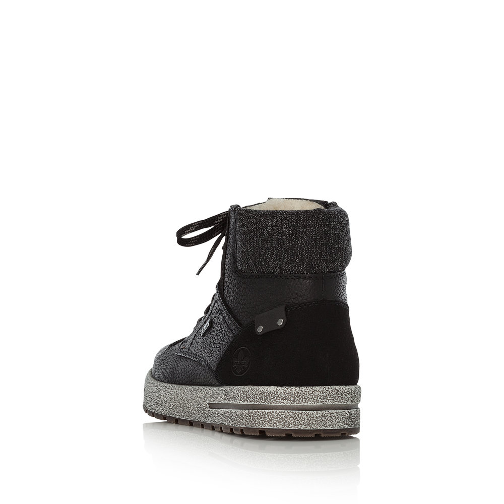 Черные ботинки из комбинированных материалов на шнуровке Rieker, размер 42, цвет черный - фото 4