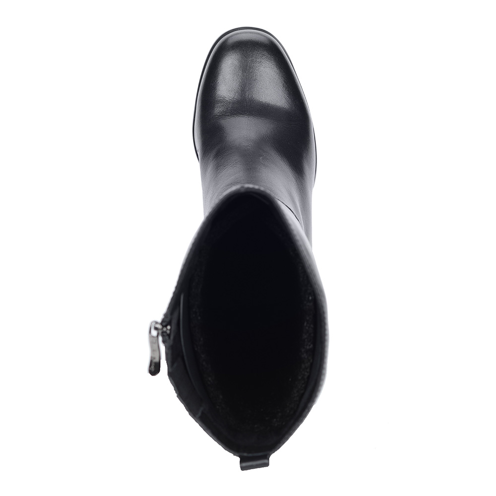 Черные сапоги из кожи на каблуке от Respect-shoes