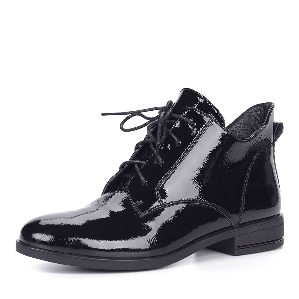 фото Лаковые ботинки в черном цвете на шнуровке respect