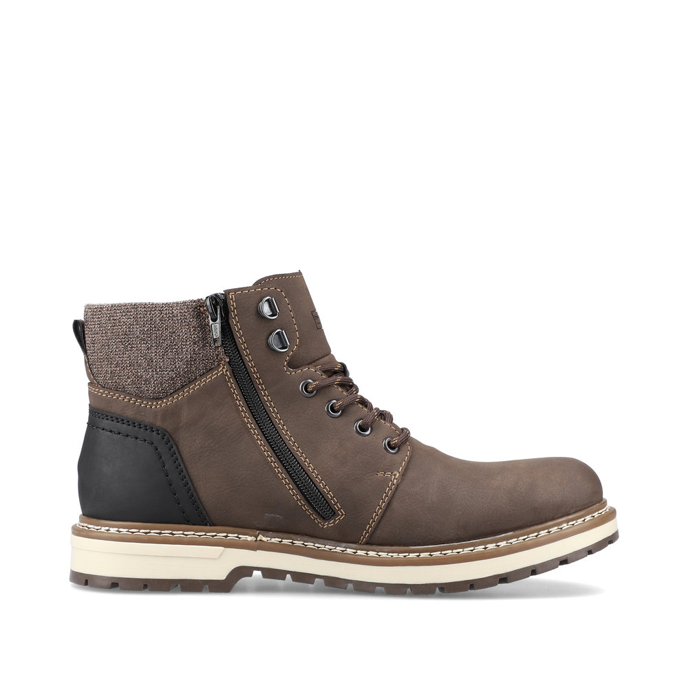 Коричневые ботинки из экокожи на подкладке из натуральной шерсти и контрастной подошвой Rieker, размер 44, цвет коричневый - фото 3