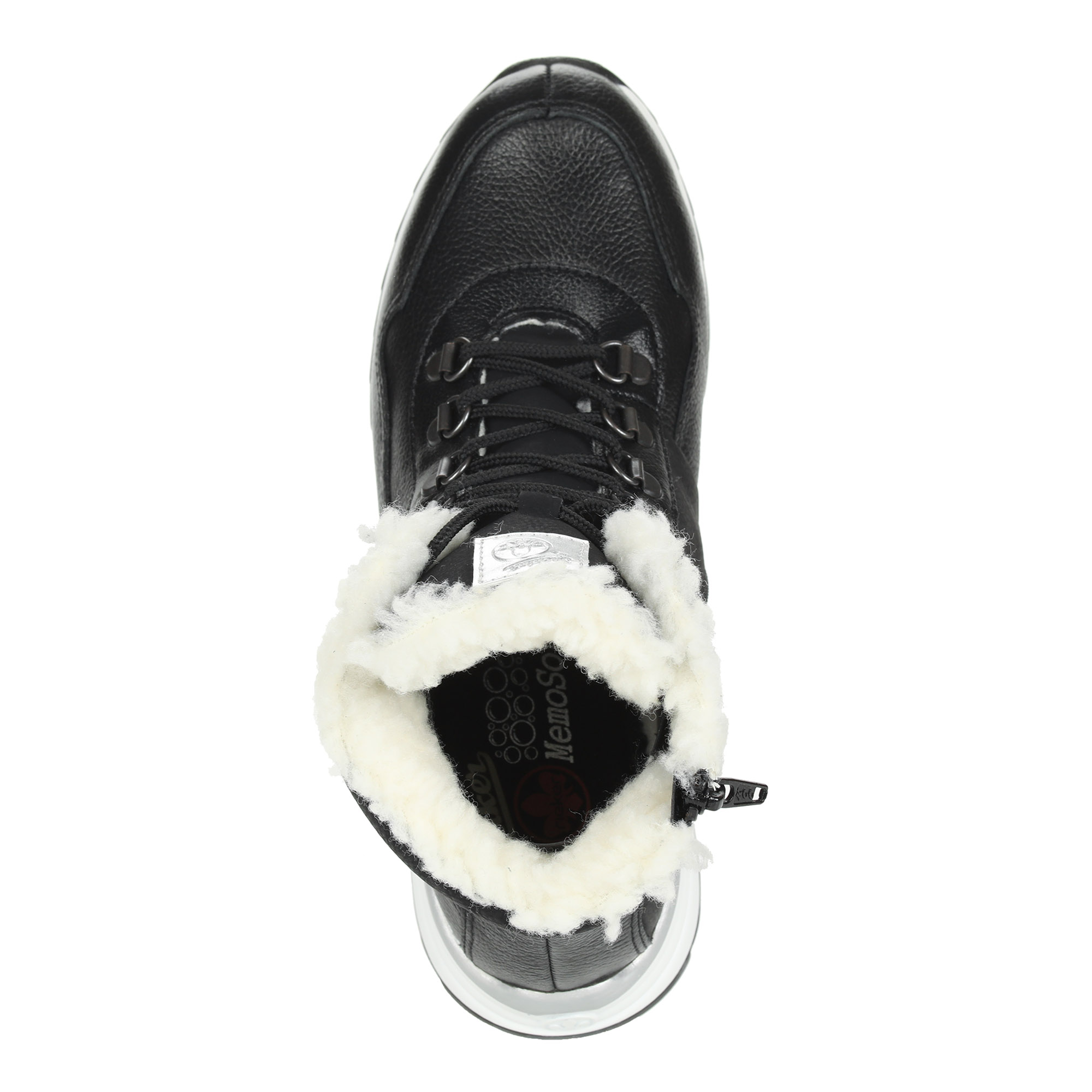 фото Черные ботинки из кожи на шнурках rieker