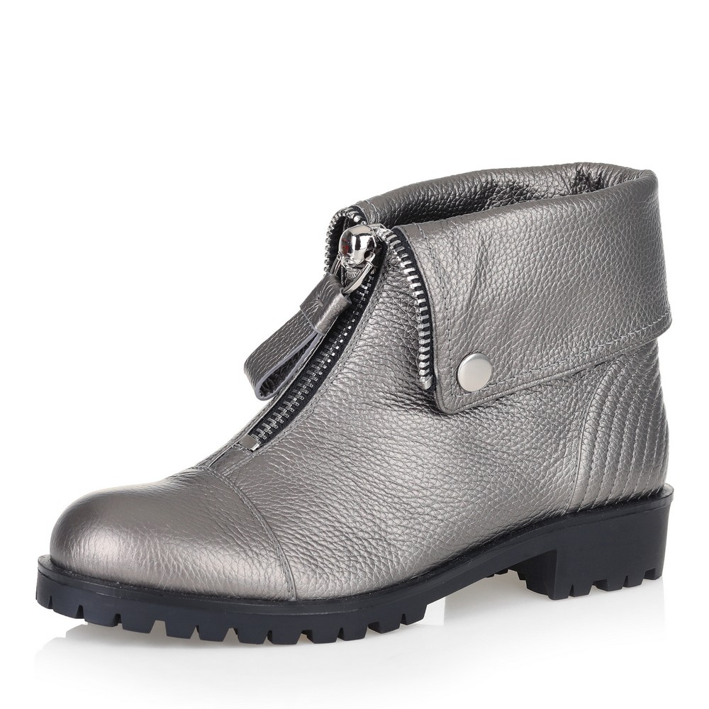 

Ботинки из металлизированной кожи на утолщенной подошве, Бронз., Ботинки из металлизированной кожи на утолщенной подошве