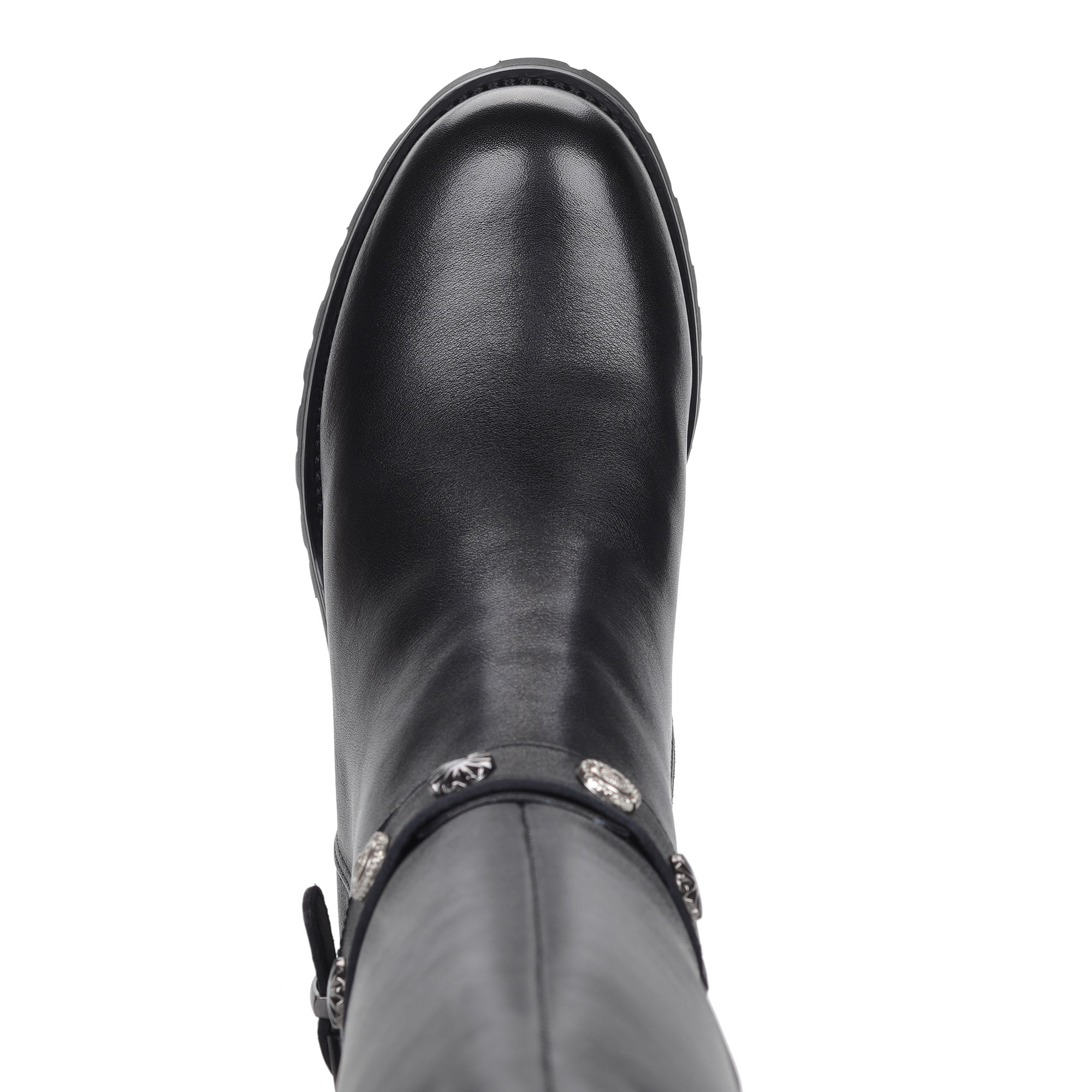 Черные кожаные сапоги с ремешком от Respect-shoes