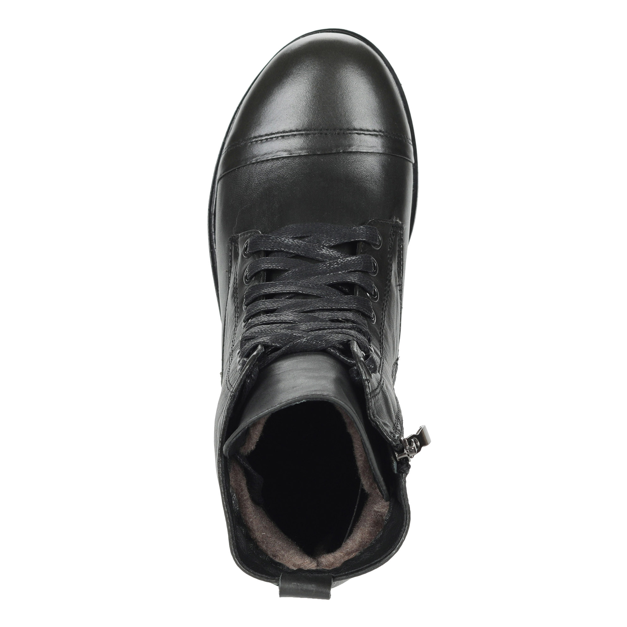 Черные ботинки из кожи на подкладке из натуральной шерсти Respect, цвет черный - фото 6