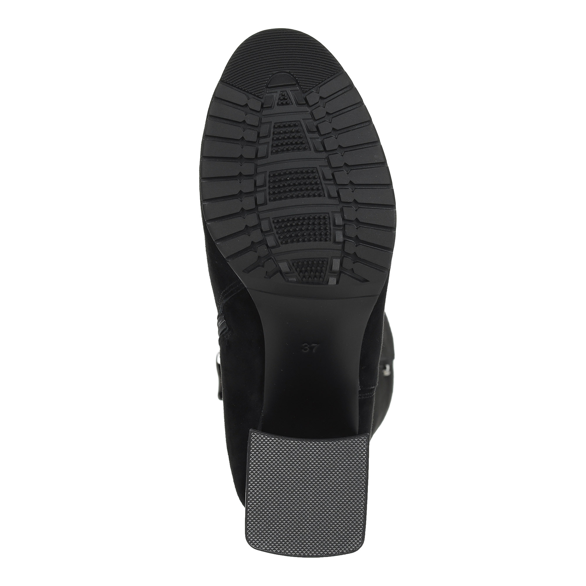 Черные ботфорты из велюра на подкладке из комбинированных материалов на каблуке столбик Respect, размер 38, цвет черный - фото 7