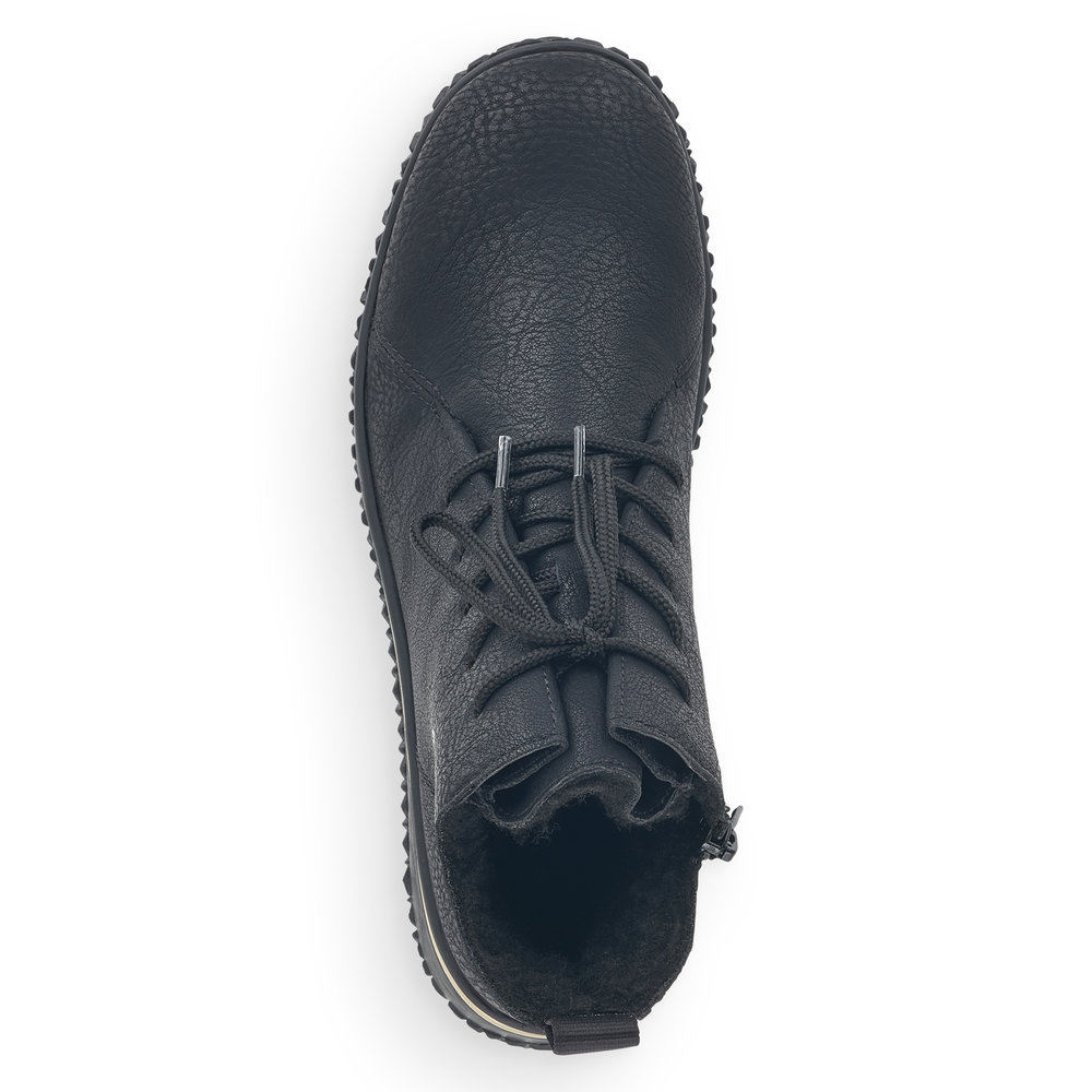 фото Черные ботинки из экокожи на шнуровке rieker