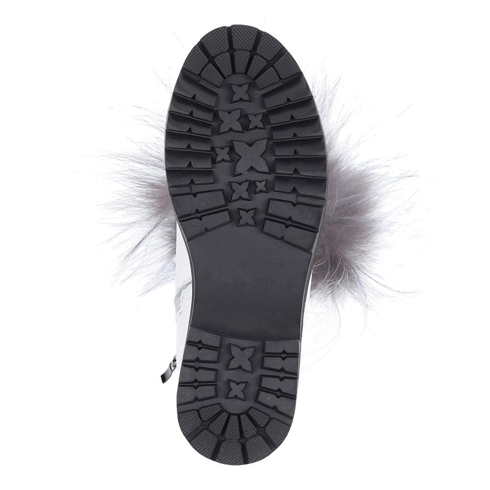 Белые ботинки из кожи с меховым декором Respect, размер 38, цвет белый - фото 5