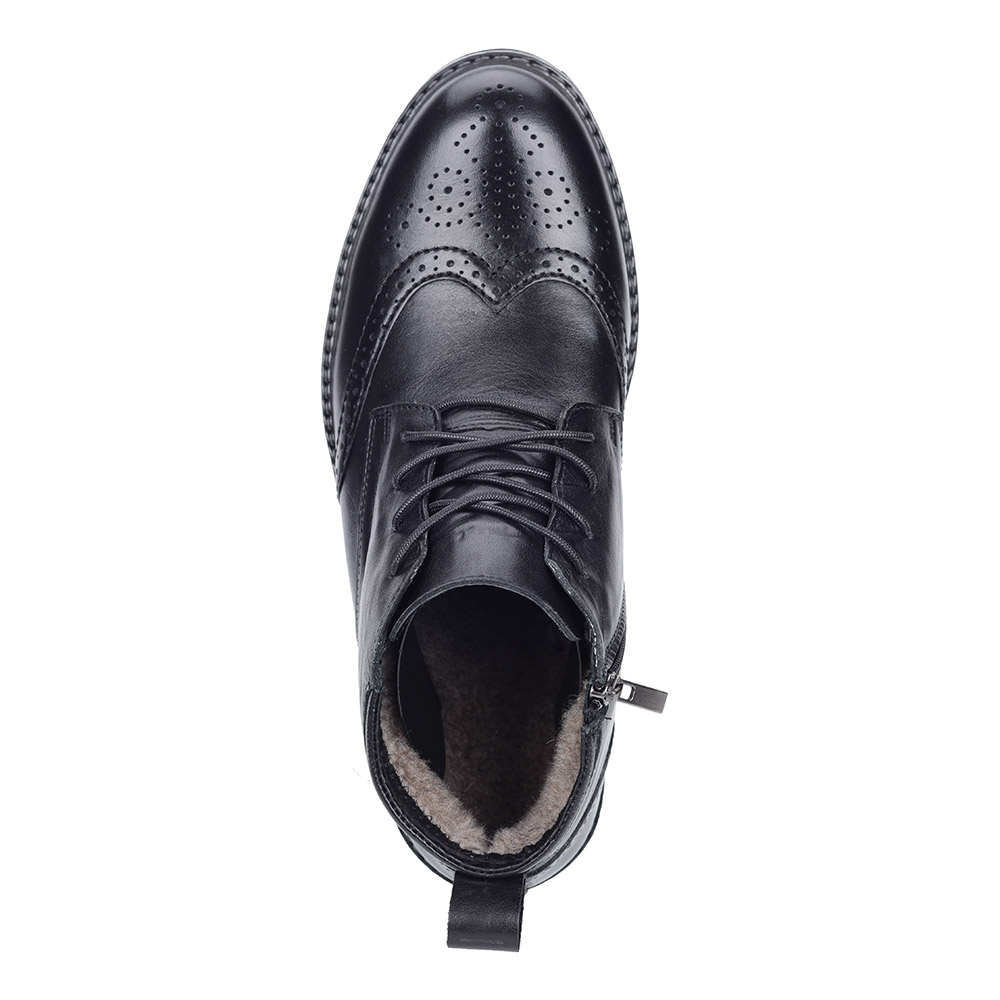 Черные кожаные ботинки с брогированными элементами Respect, размер 40, цвет черный - фото 4