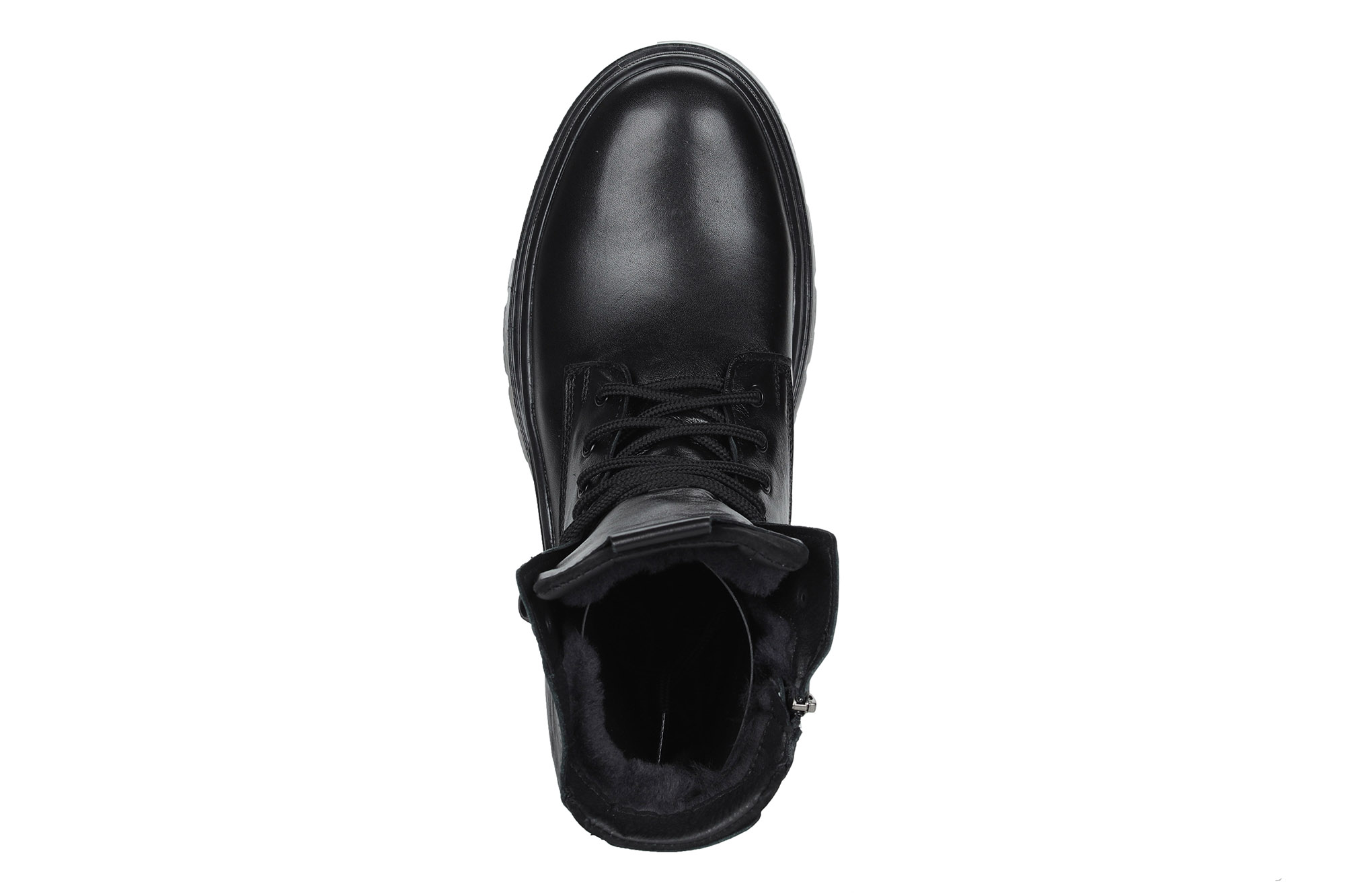 Черные ботинки из кожи на подкладке из натурального меха на утолщенной подошве Respect, цвет черный - фото 6