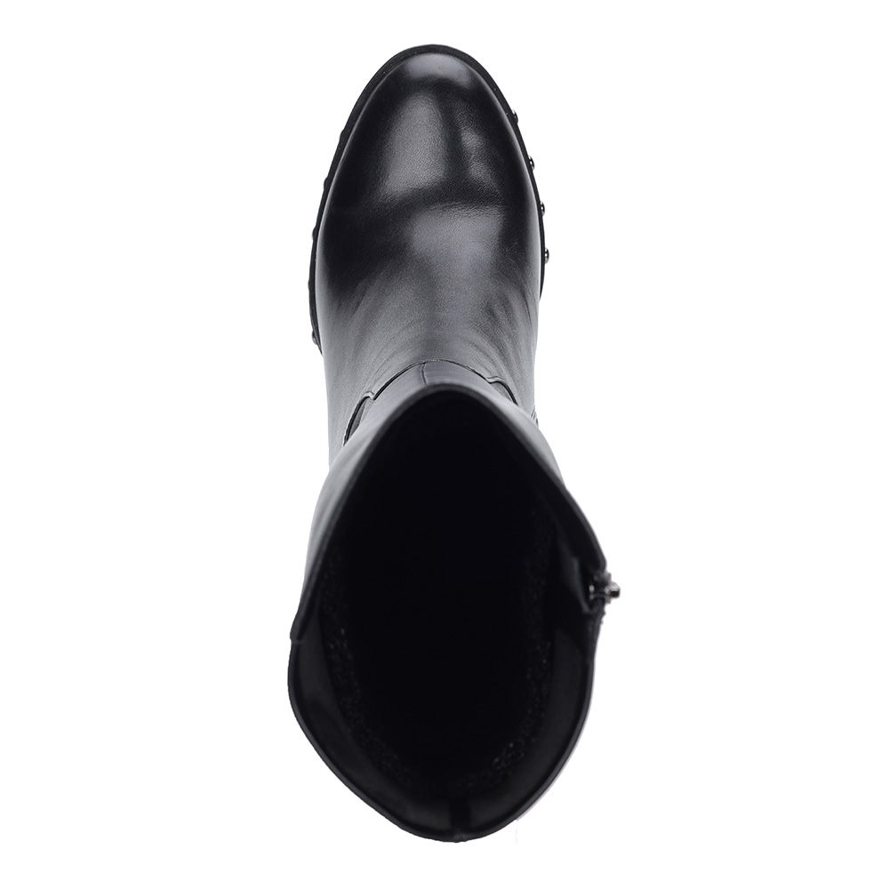 Черные сапоги на утолщенной подошве из кожи от Respect-shoes