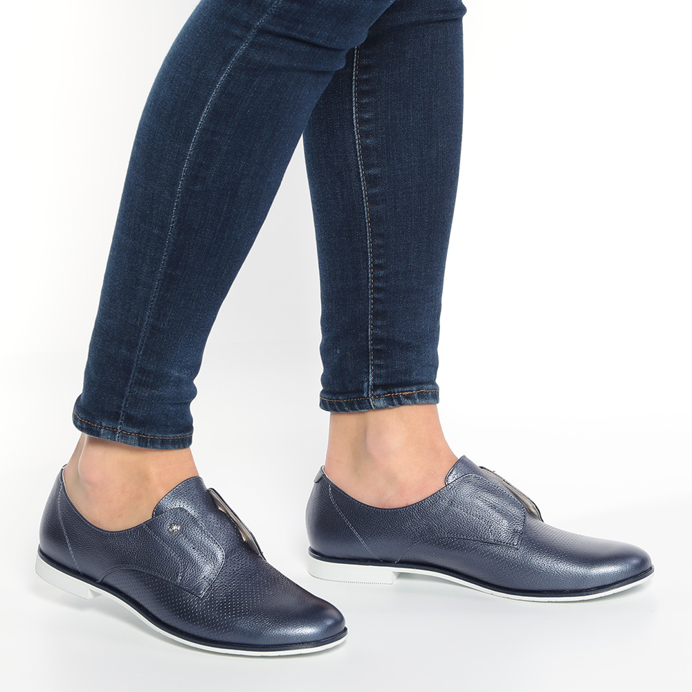 Синие кожаные полуботинки от Respect-shoes