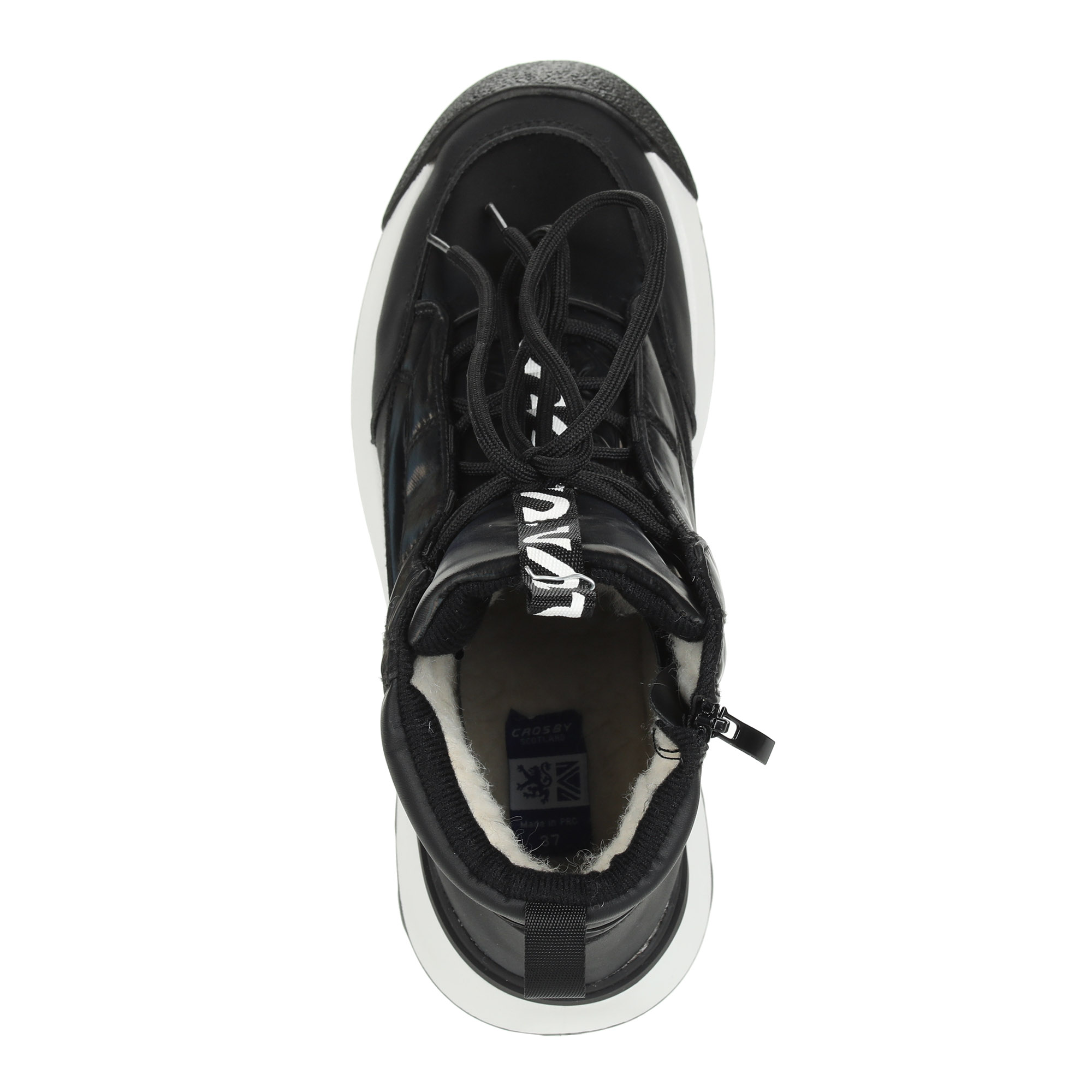 Черные кроссовки из комбинированных материалов на подкладке из натуральной шерсти  на утолщенной подошве Crosby, размер 36, цвет черный - фото 6