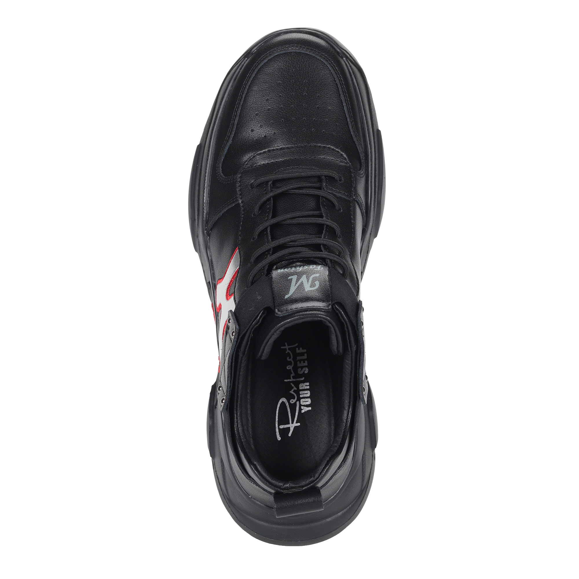 Черные кроссовки из кожи на утолщенной подошве от Respect-shoes