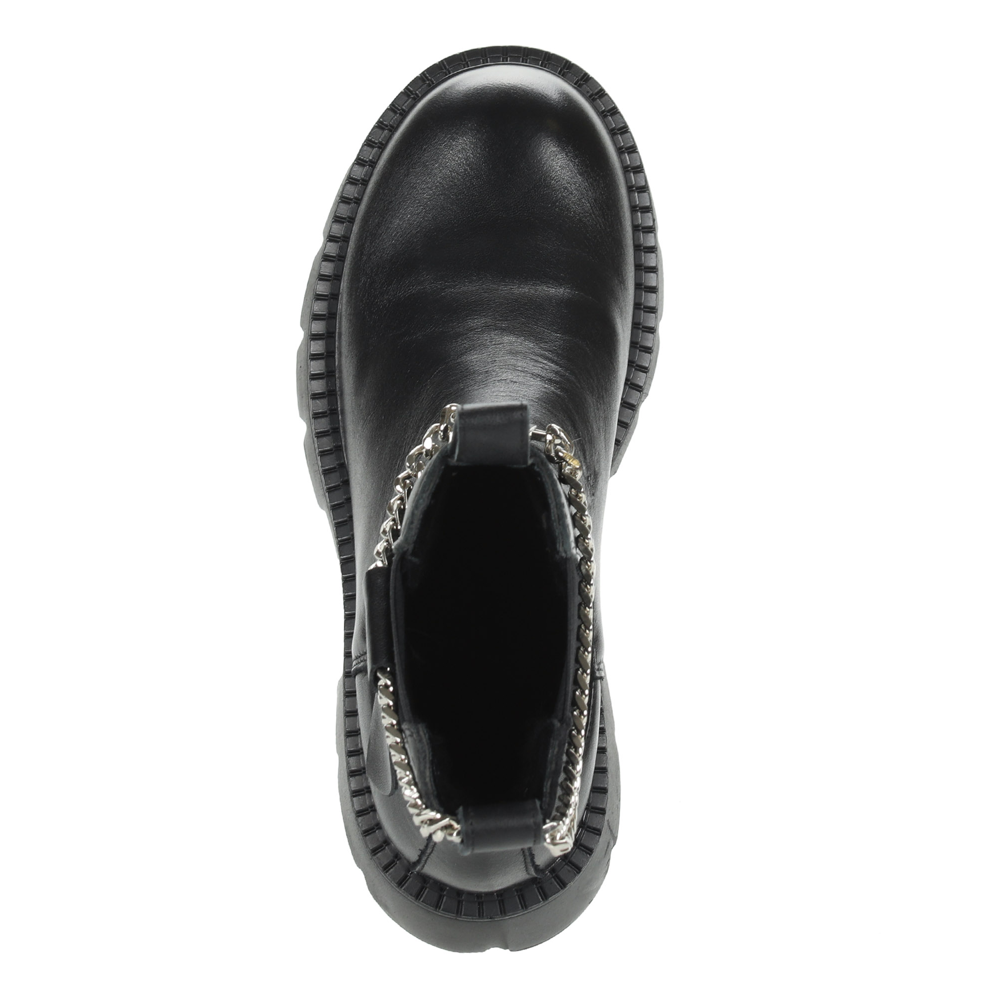 фото Черные ботинки челси из кожи на подкладке из натуральной шерсти на тракторной подошве respect