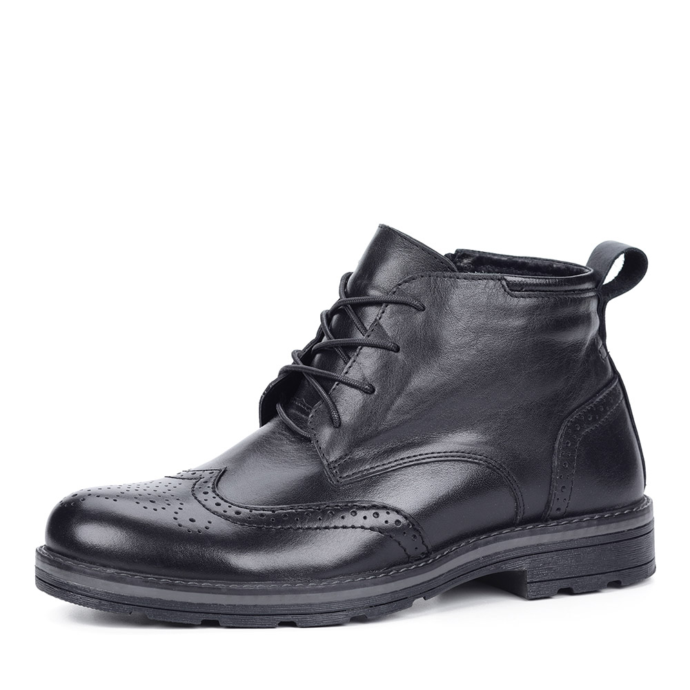 Черные кожаные ботинки с брогированными элементами Respect, размер 40, цвет черный - фото 1