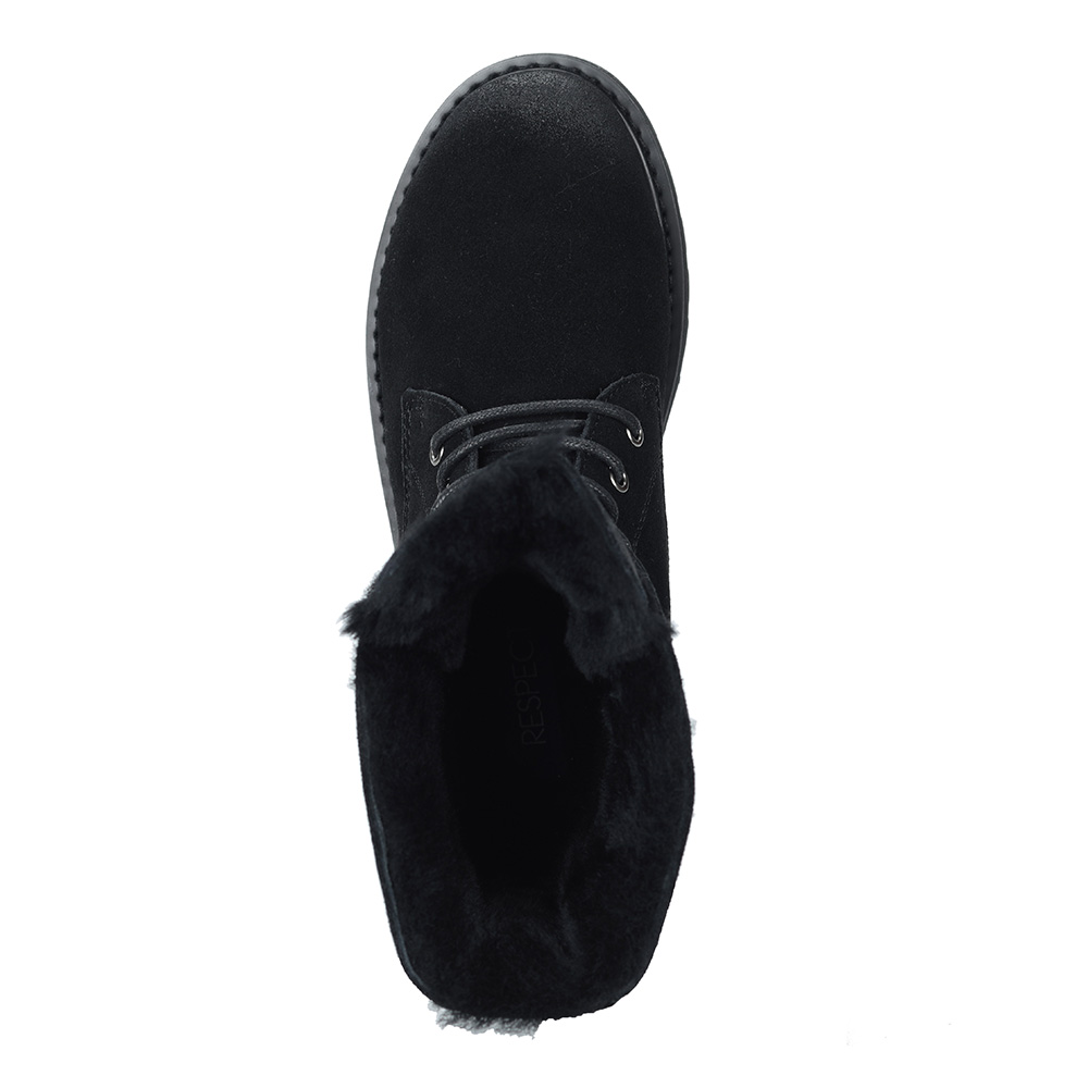 Черные ботинки из велюра на натуральном меху Respect, размер 37, цвет черный - фото 4