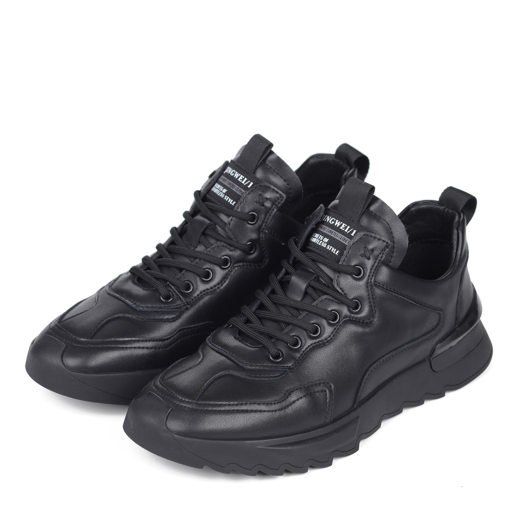 Черные кроссовки из кожи на шнуровке от Respect-shoes